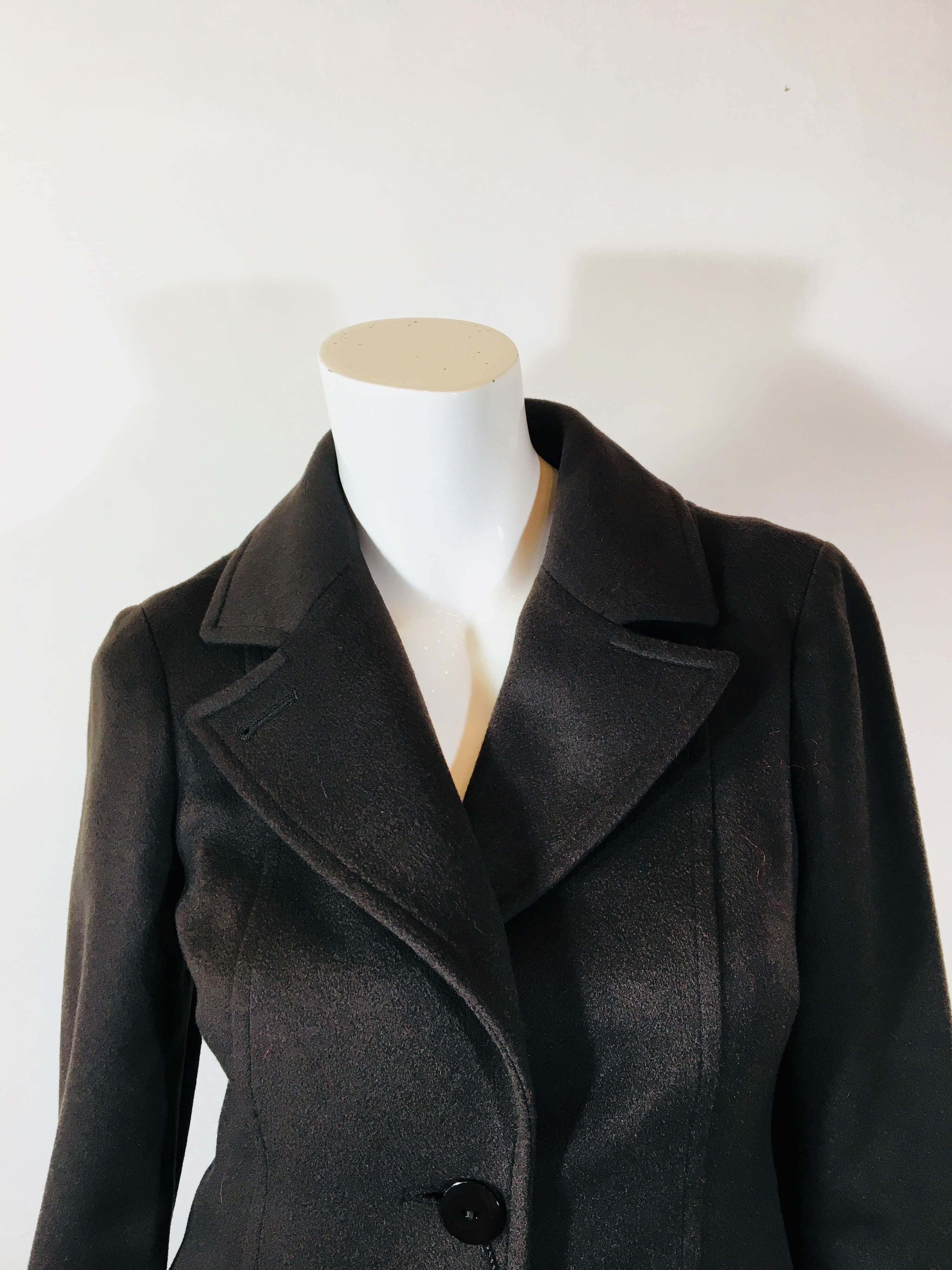 Emporio Armani Single Breasted Cashmere Long Coat with 3 Button Closure.