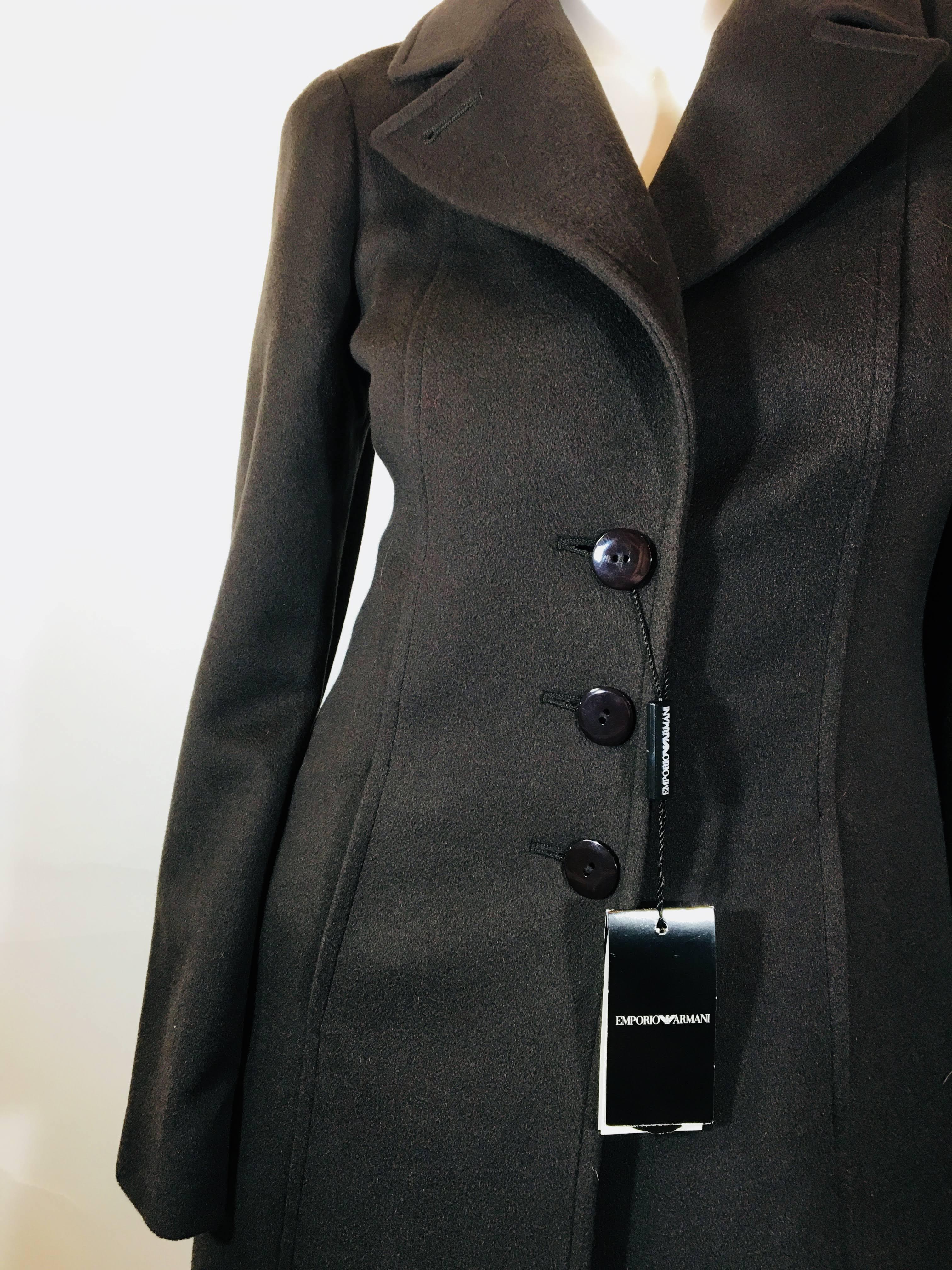 Emporio Armani Single Breasted Long Coat In New Condition In Bridgehampton, NY