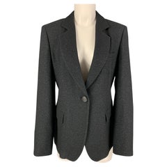 EMPORIO ARMANI Size 10 Black Blue Viscose Blend Jacket Blazer