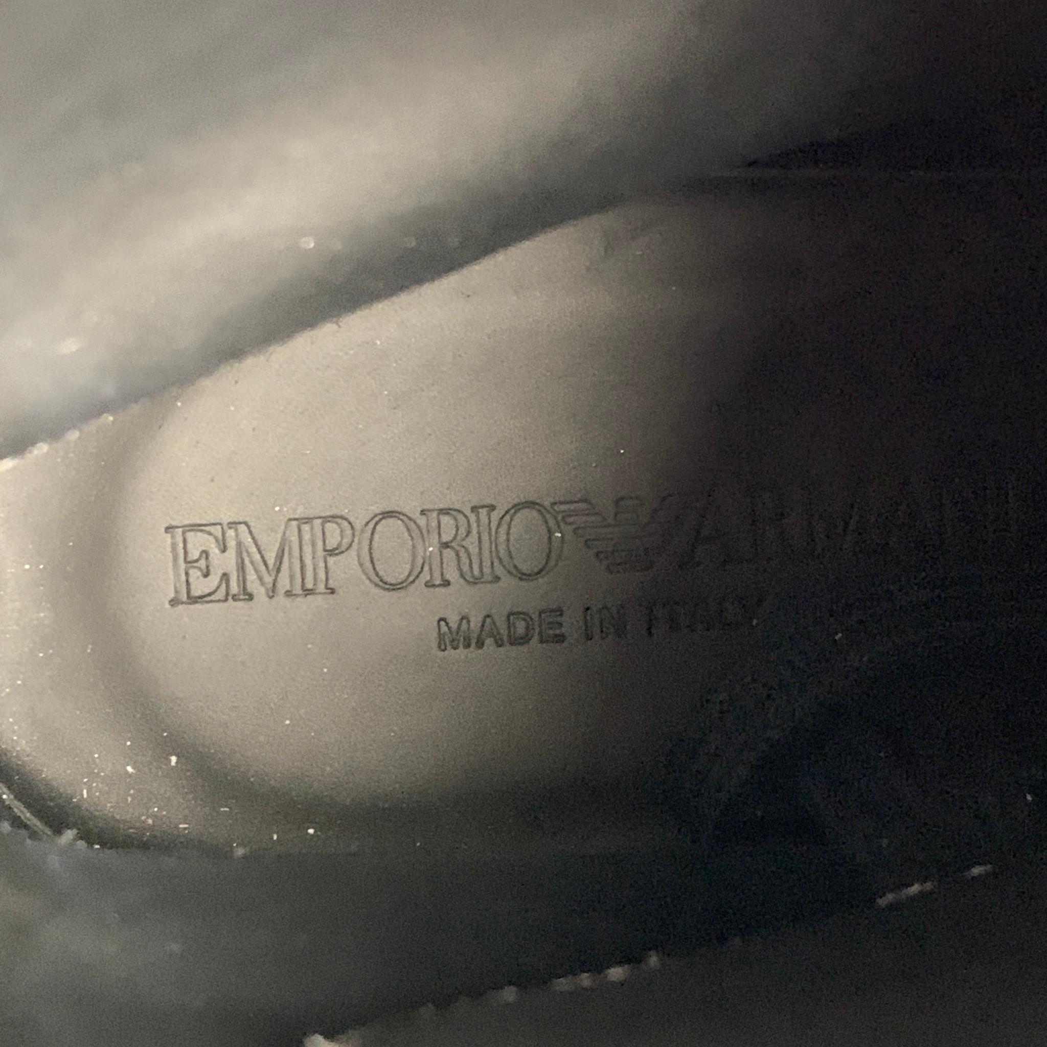 EMPORIO ARMANI Taglia 10 Stivali allacciati in pelle nera e ossidata 2