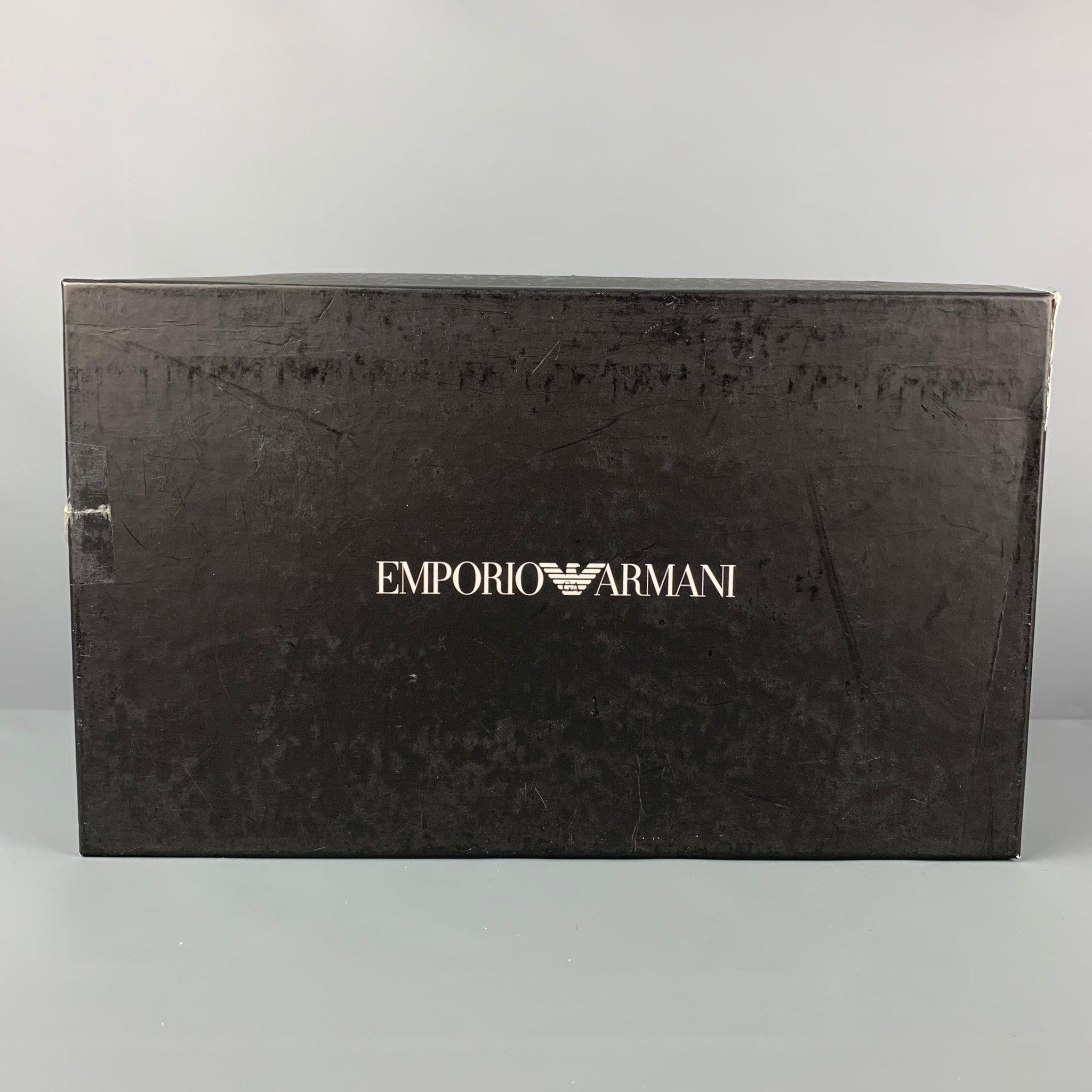 EMPORIO ARMANI - Chaussures Spectator à lacets en cuir perforé blanc métallisé, taille 10 5