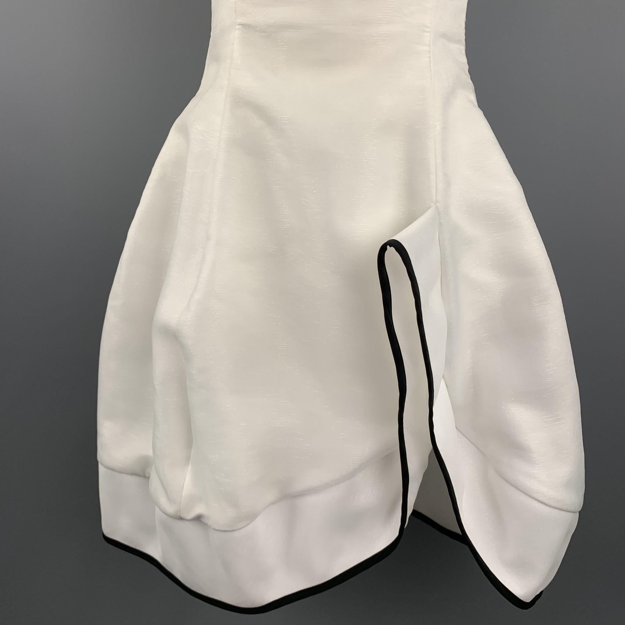 EMPORIO ARMANI Size 2 White Metallic Chiffon Strapless Cocktail Dress In Good Condition In San Francisco, CA