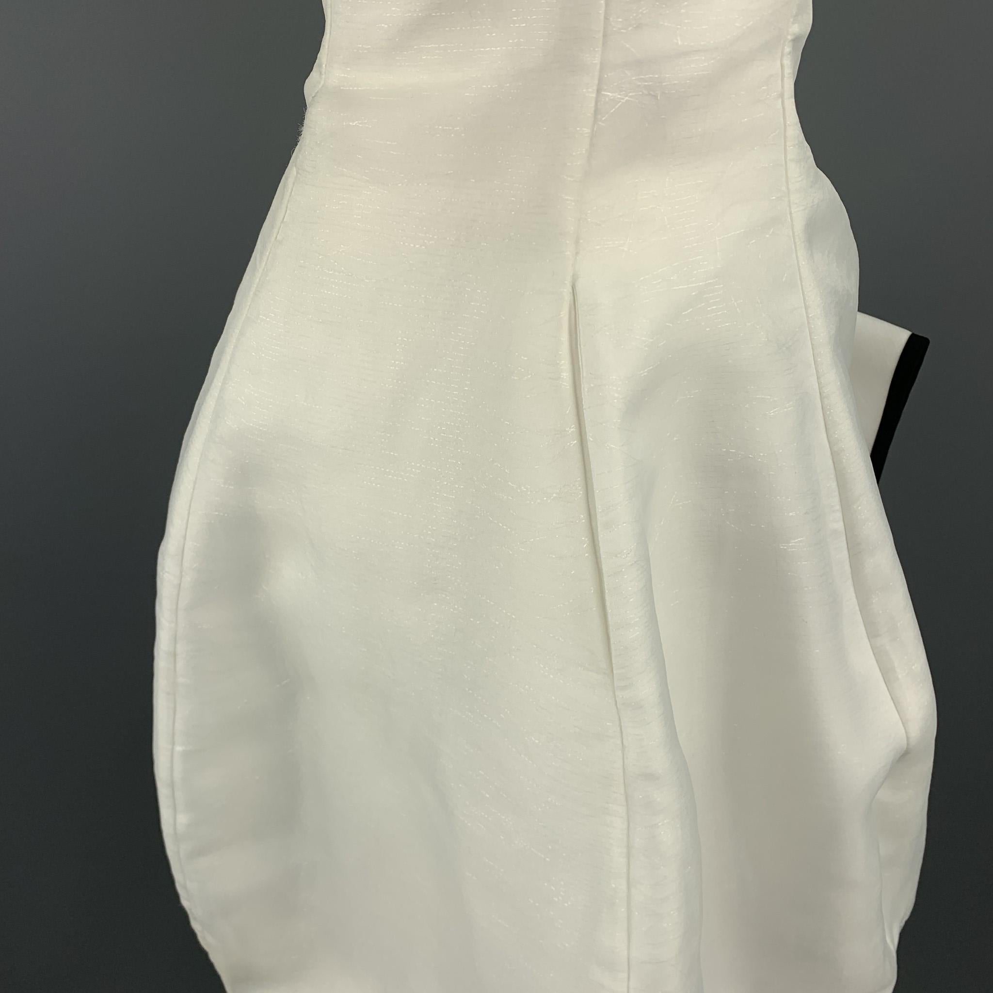 Women's EMPORIO ARMANI Size 2 White Metallic Chiffon Strapless Cocktail Dress