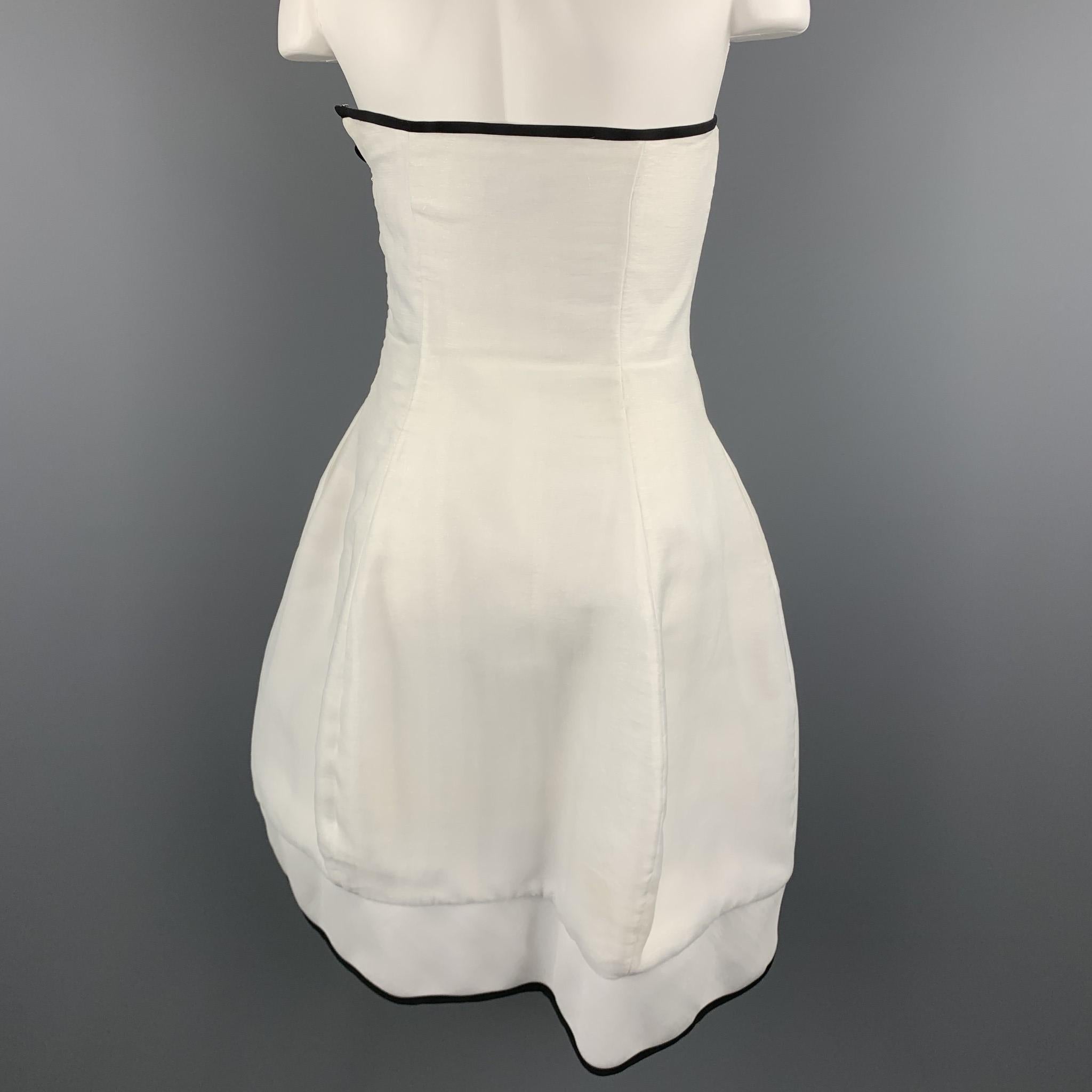 EMPORIO ARMANI Size 2 White Metallic Chiffon Strapless Cocktail Dress 1