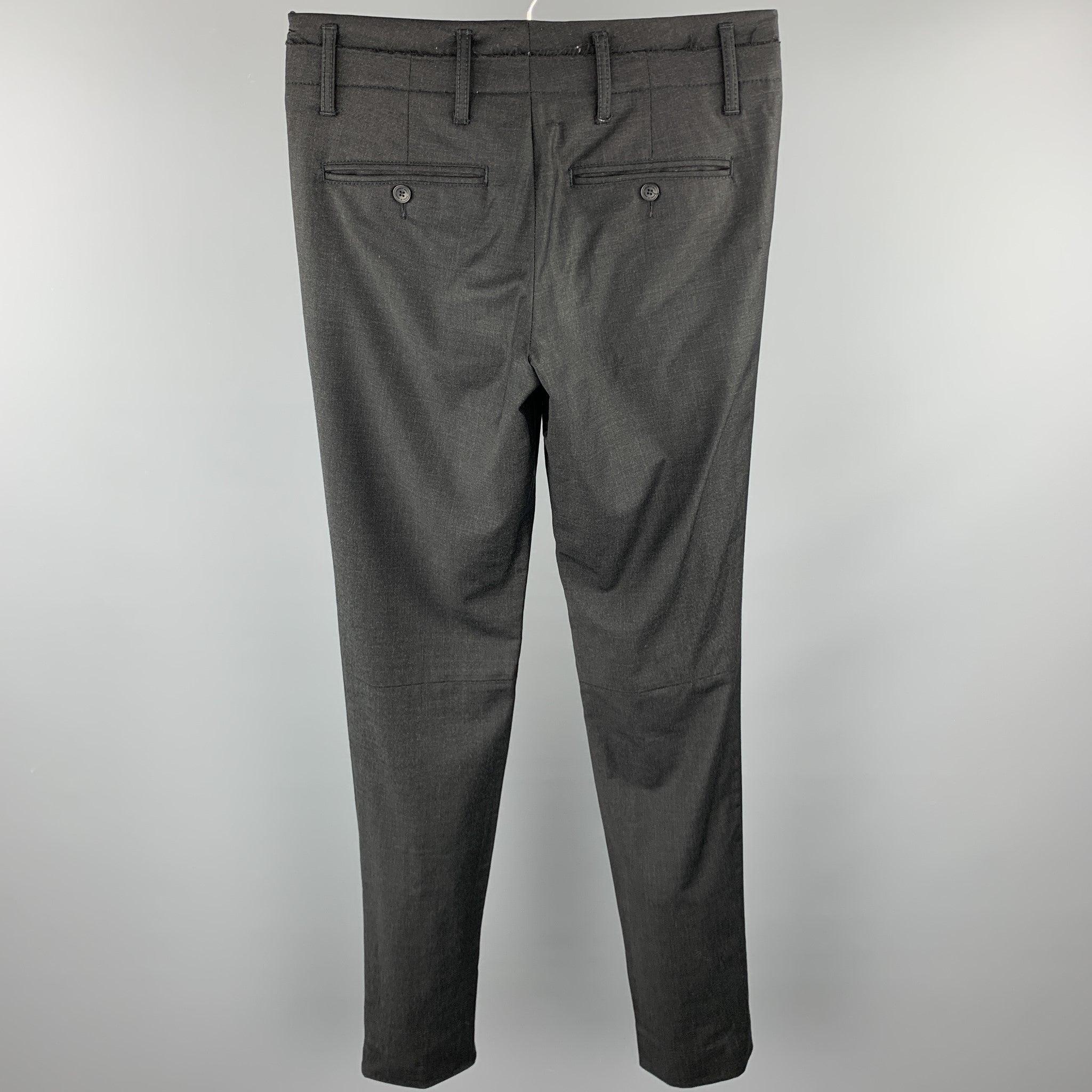 EMPORIO ARMANI Taille 30 Pantalon casual en laine mélangée noire Bon état - En vente à San Francisco, CA