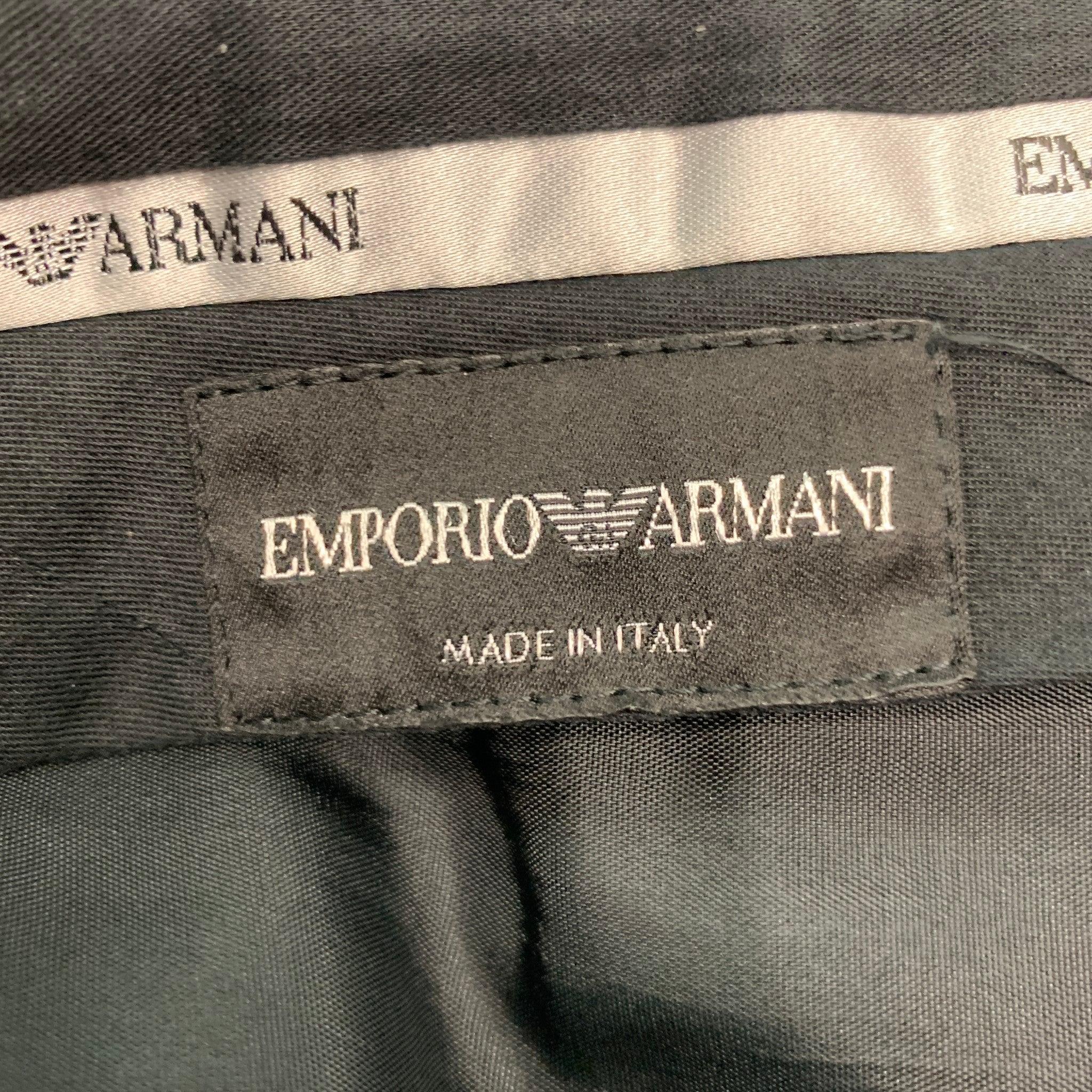 Men's EMPORIO ARMANI Size 32 Black Solid Mohair Wool Tuxedo Dress Pants For Sale