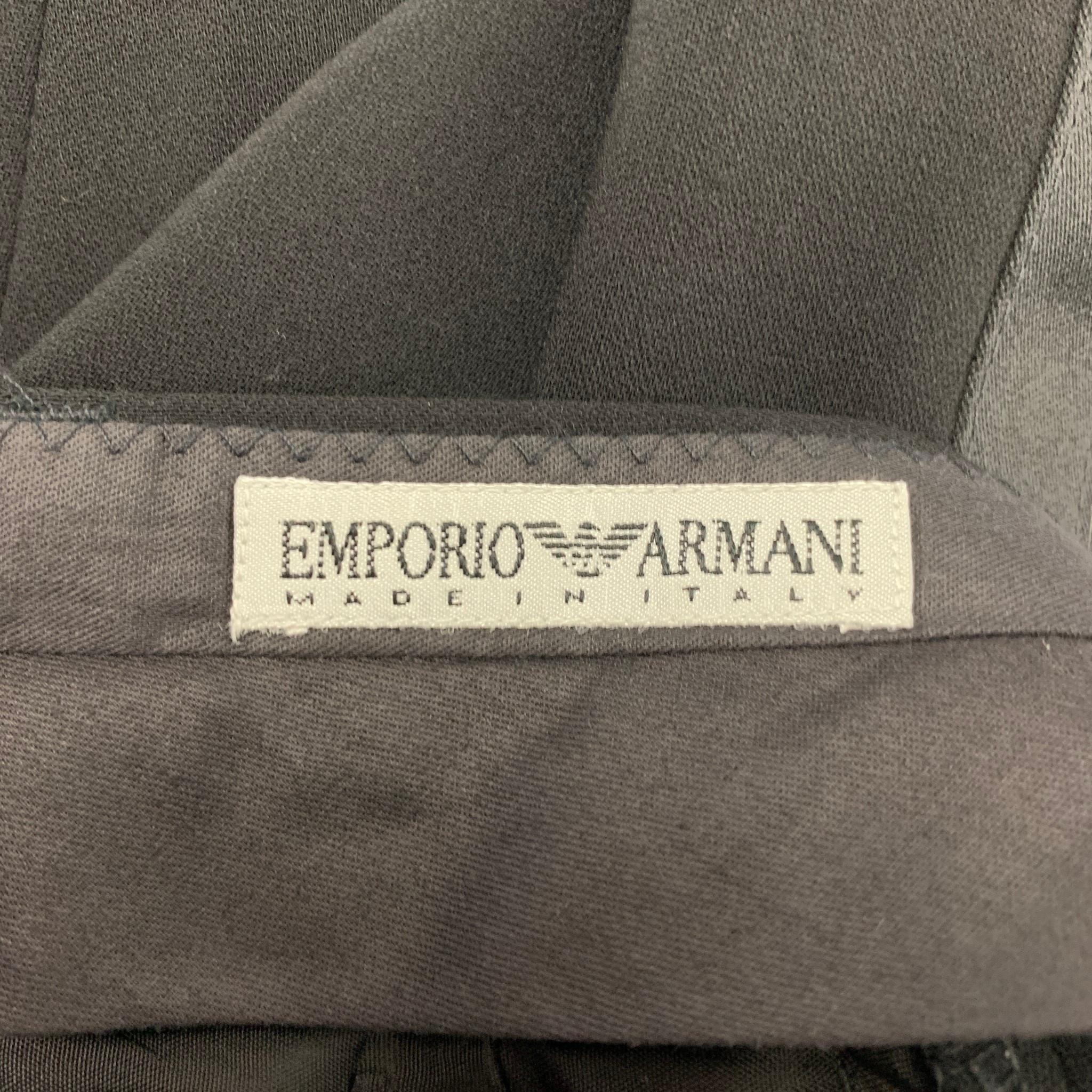 EMPORIO ARMANI Size 32 Black Wool Tuxedo Dress Pants 1