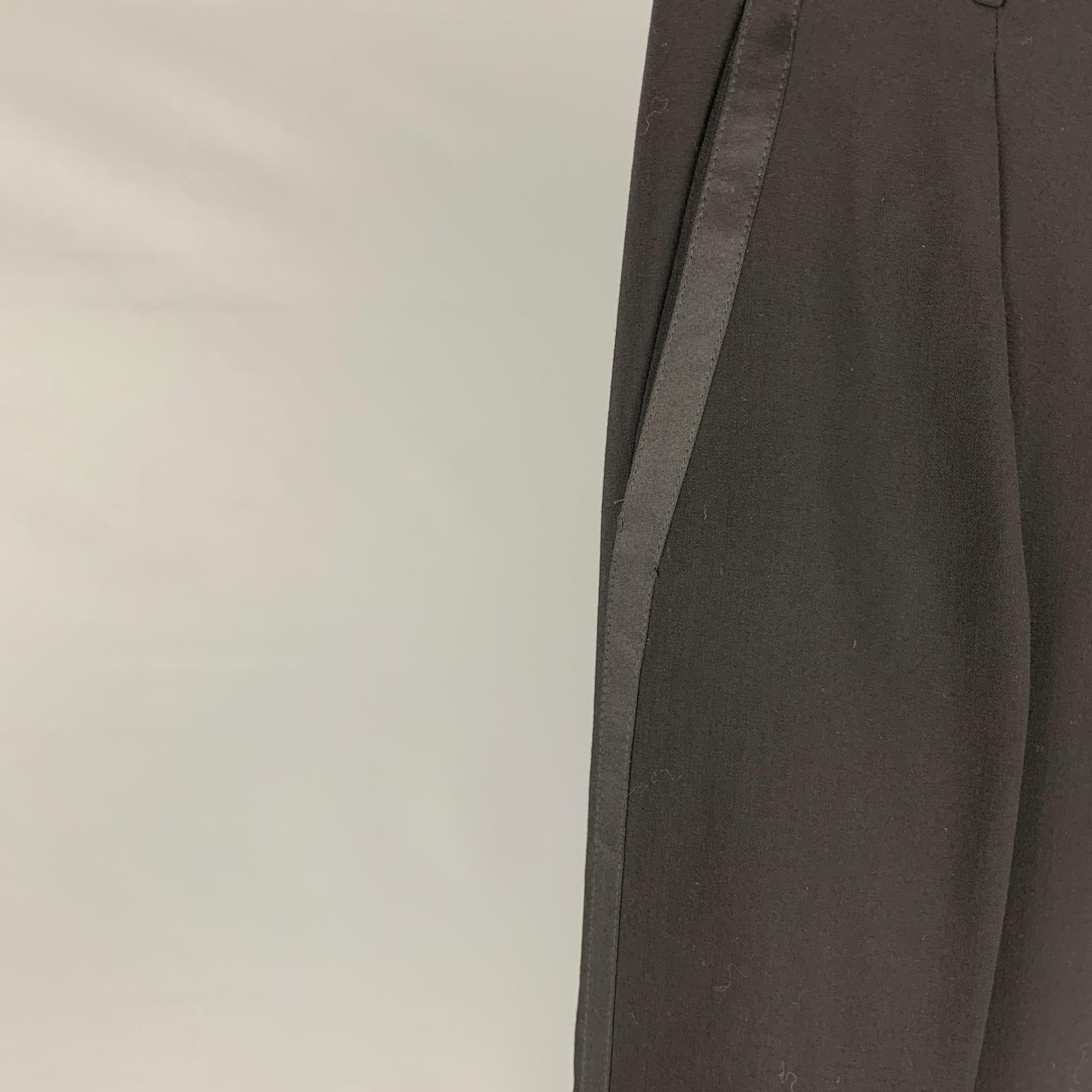 EMPORIO ARMANI Size 32 Black Wool Tuxedo Dress Pants 2