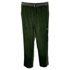 EMPORIO ARMANI Size 32 Dark Green Velvet Viscose Dress Pants