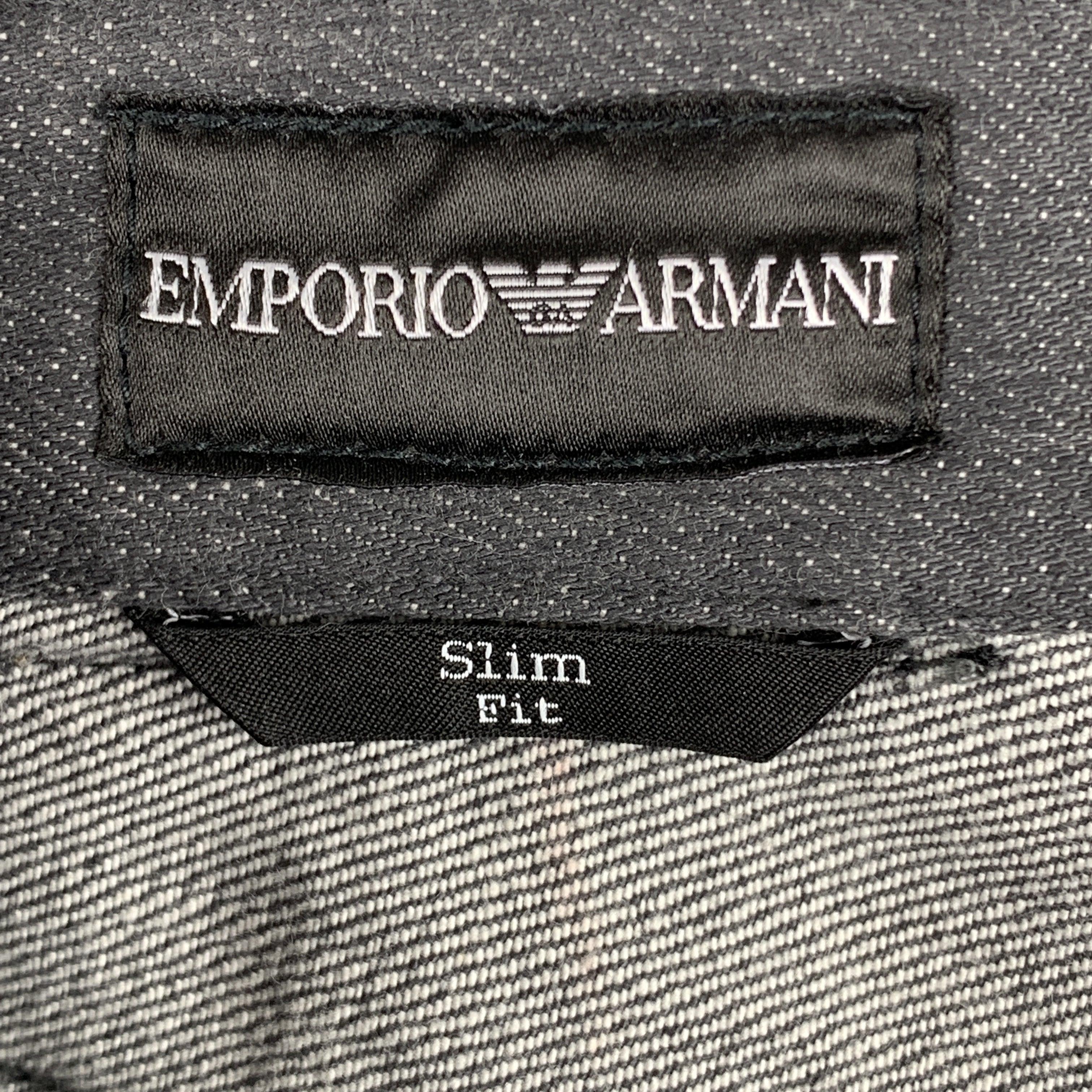 EMPORIO ARMANI Size 32 x 32 Charcoal Cotton Zip Fly Jeans For Sale 3