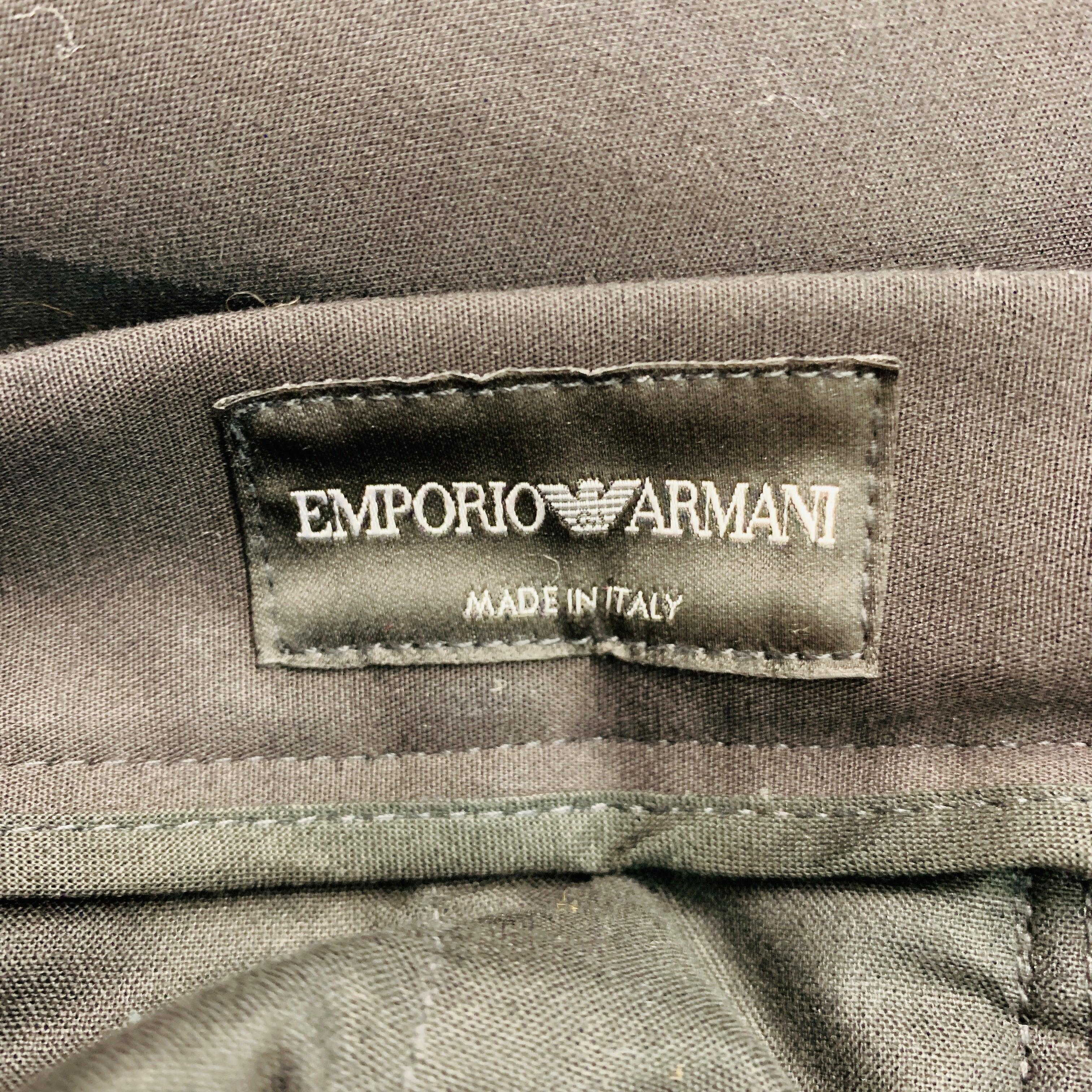 Men's EMPORIO ARMANI Size 34 Black Cotton Elastane Cuffed Dress Pants For Sale