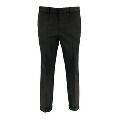 EMPORIO ARMANI Size 34 Black Cotton Elastane Cuffed Dress Pants