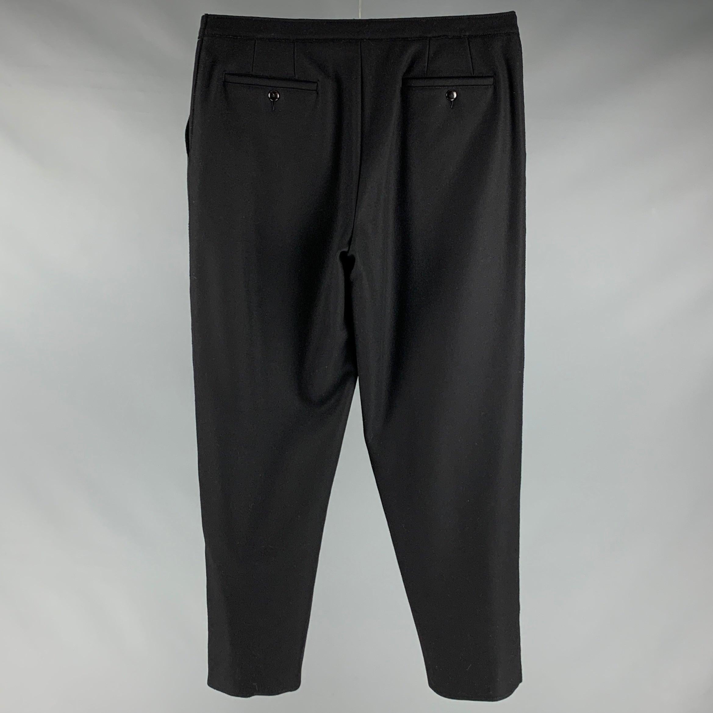 EMPORIO ARMANI Size 34 Black Wool Polyamide Asymmetrical Dress Pants In Excellent Condition In San Francisco, CA