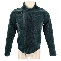 EMPORIO ARMANI Size 34 Forest Green Velvet Biker Jacket