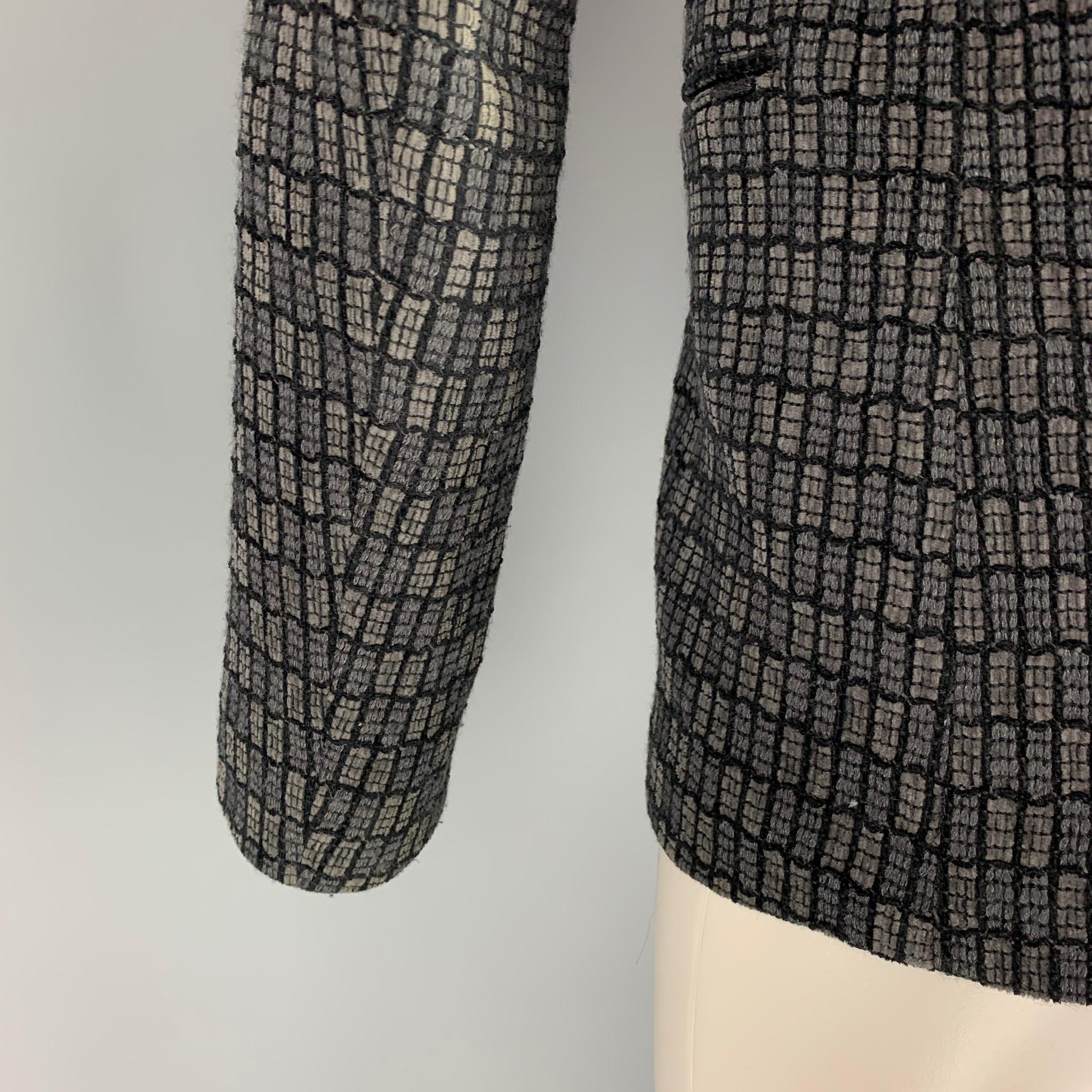 Men's EMPORIO ARMANI Size 34 Grey Black Knitted Wool Blend Sport Coat