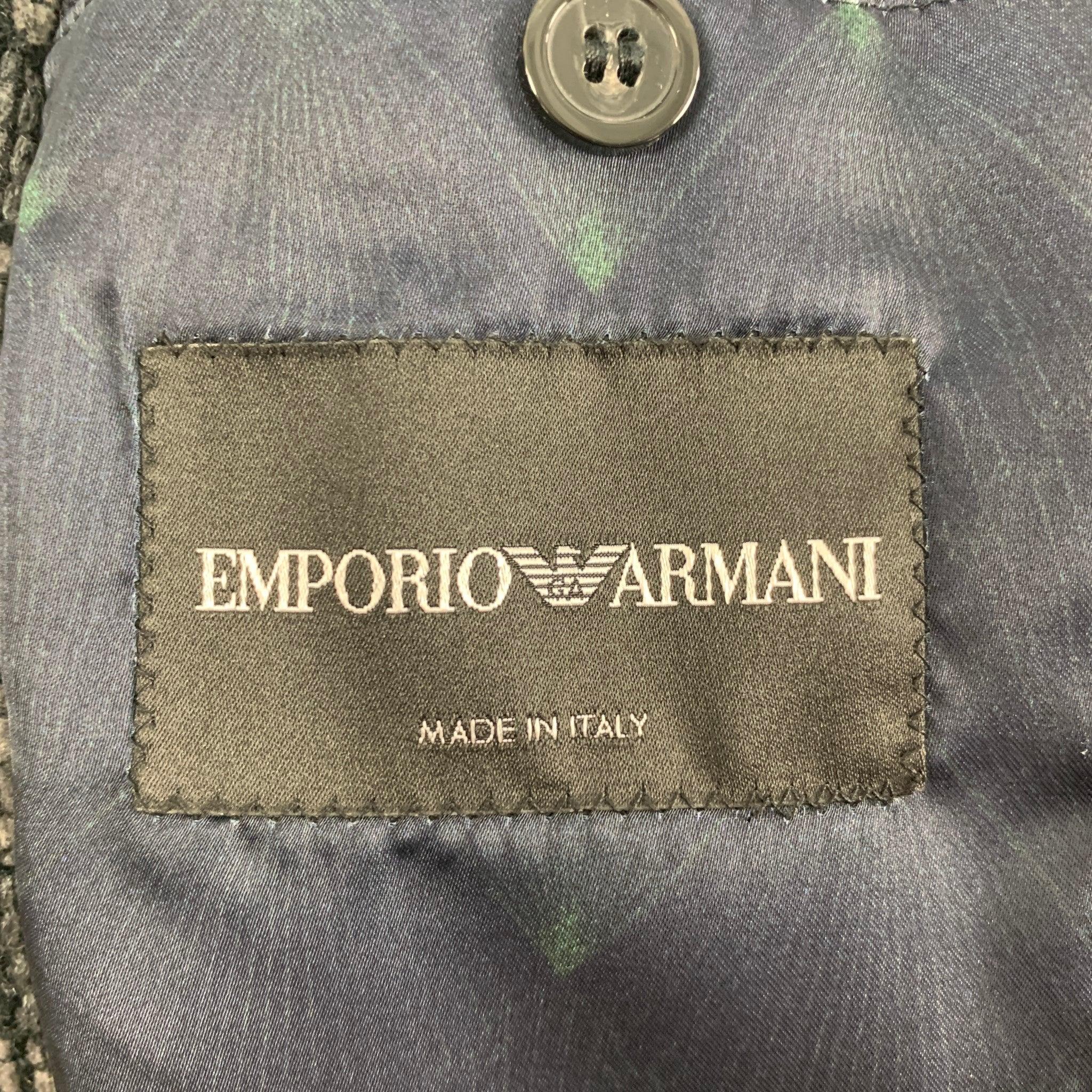 EMPORIO ARMANI Size 34 Grey Black Knitted Wool Blend Sport Coat For Sale 3