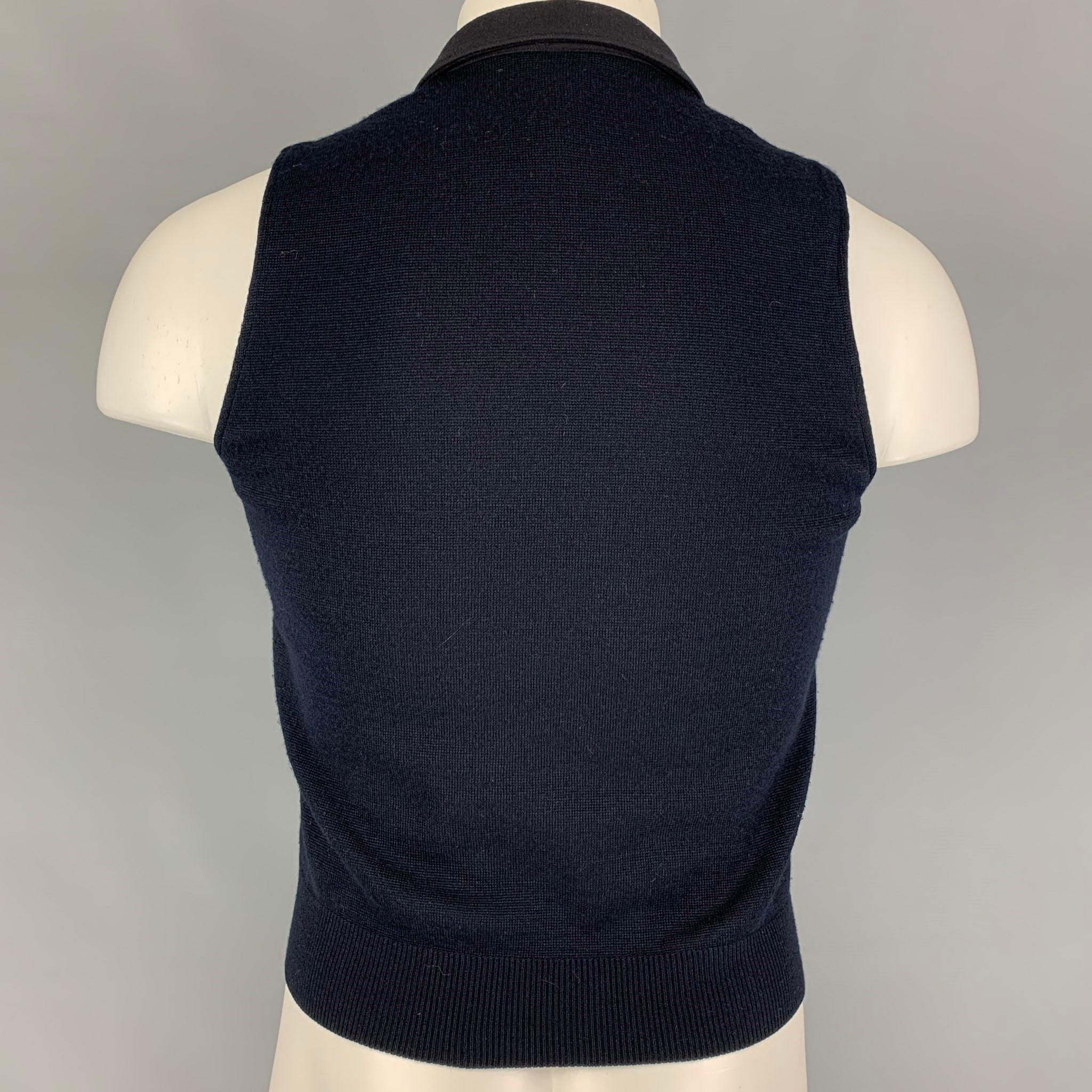 EMPORIO ARMANI Size 34 Navy Wool Blend Snaps Vest In Good Condition In San Francisco, CA