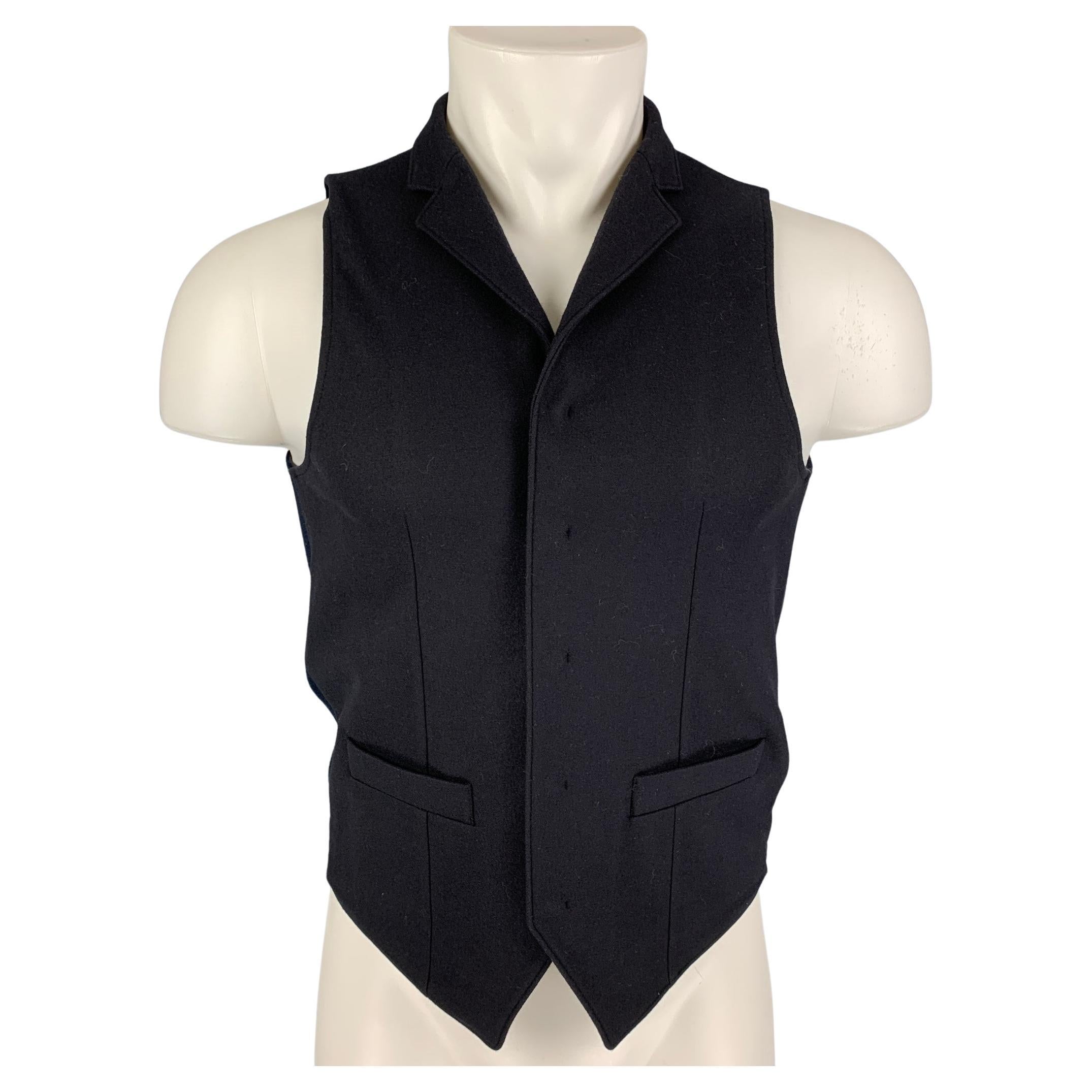EMPORIO ARMANI Size 34 Navy Wool Blend Snaps Vest For Sale at 1stDibs