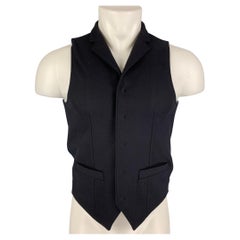 EMPORIO ARMANI Size 34 Navy Wool Blend Snaps Vest