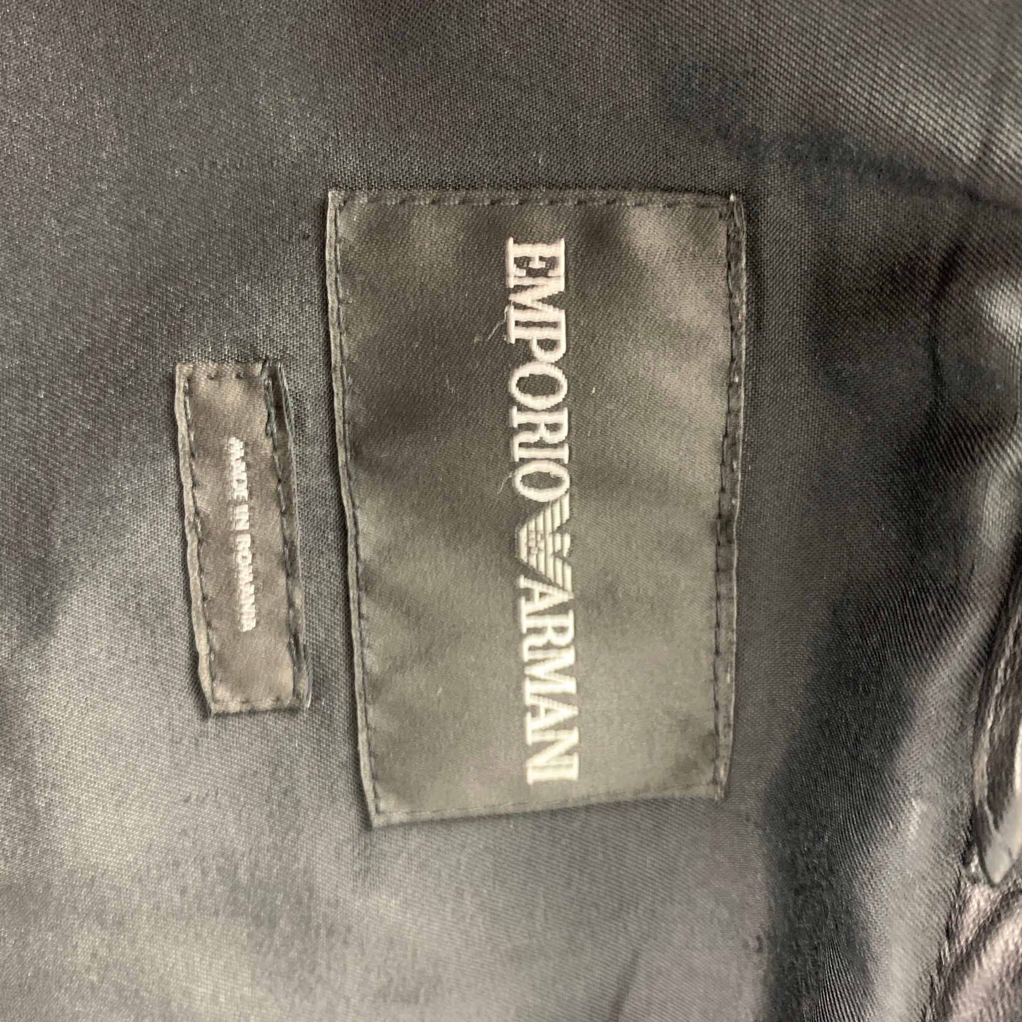 Men's EMPORIO ARMANI Size 36 Black Leather Biker Jacket