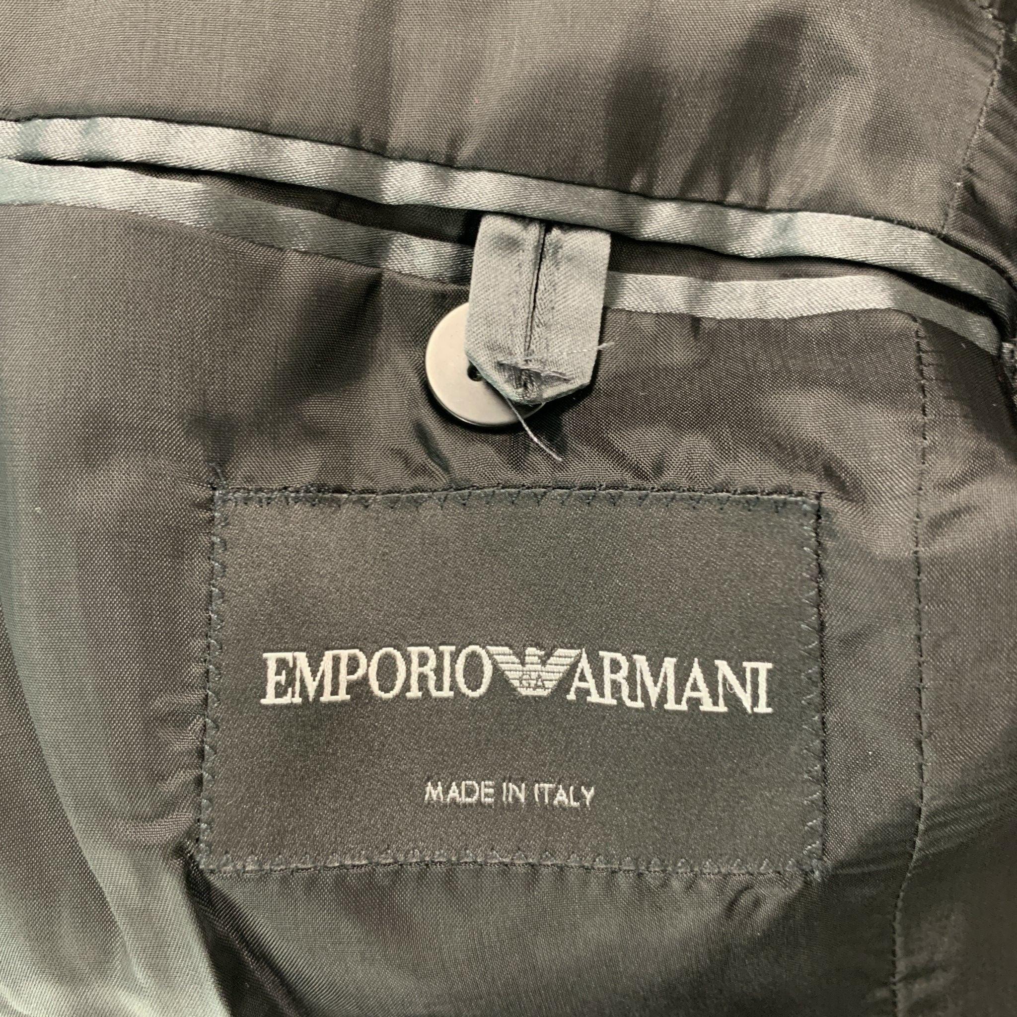Men's EMPORIO ARMANI Size 36 Black Solid Wool Tuxedo Sport Coat For Sale