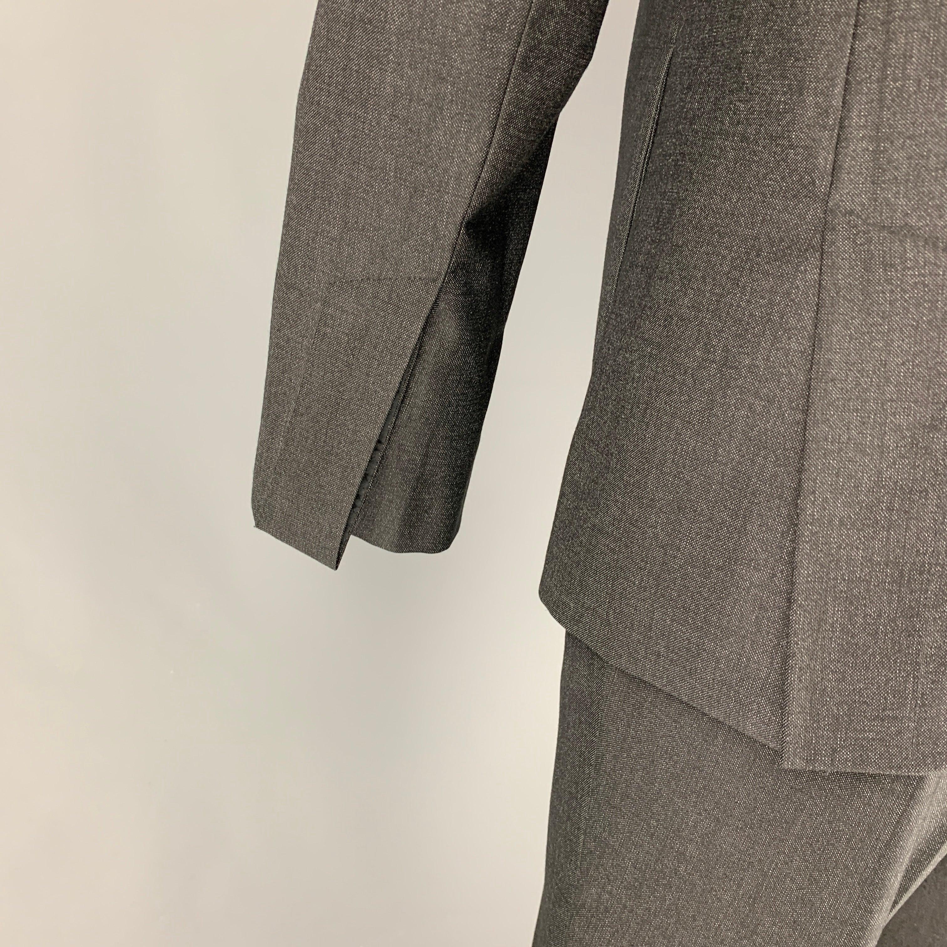 Men's EMPORIO ARMANI Size 36 Charcoal Wool Peak Lapel Suit For Sale