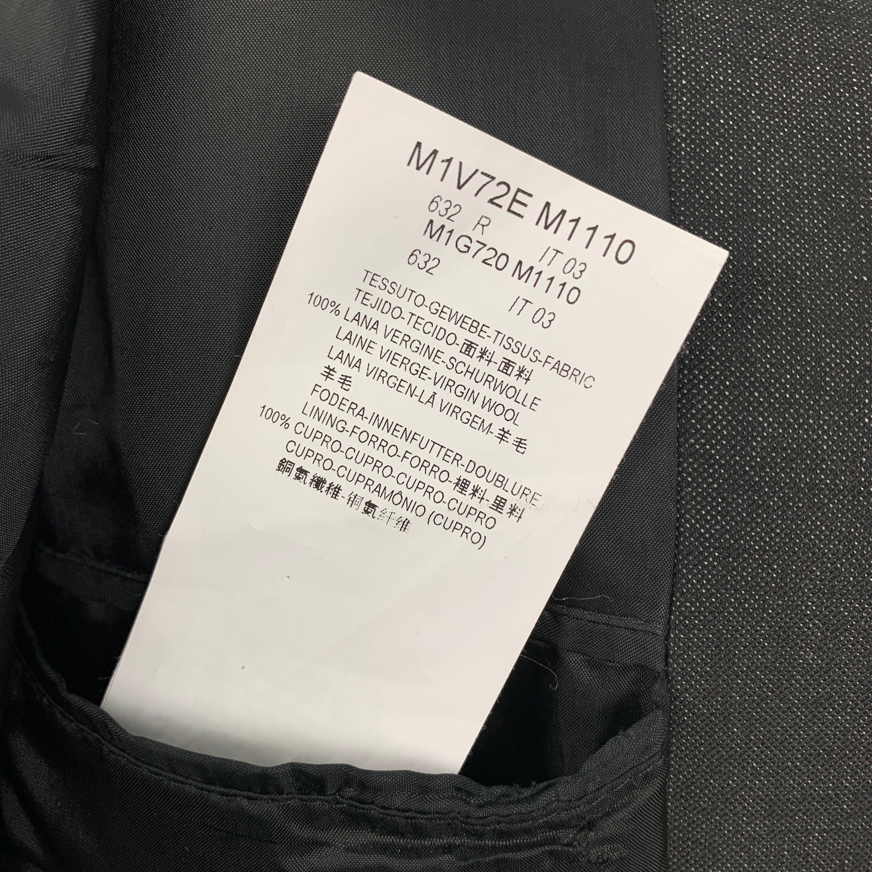 EMPORIO ARMANI Size 36 Charcoal Wool Peak Lapel Suit For Sale 3