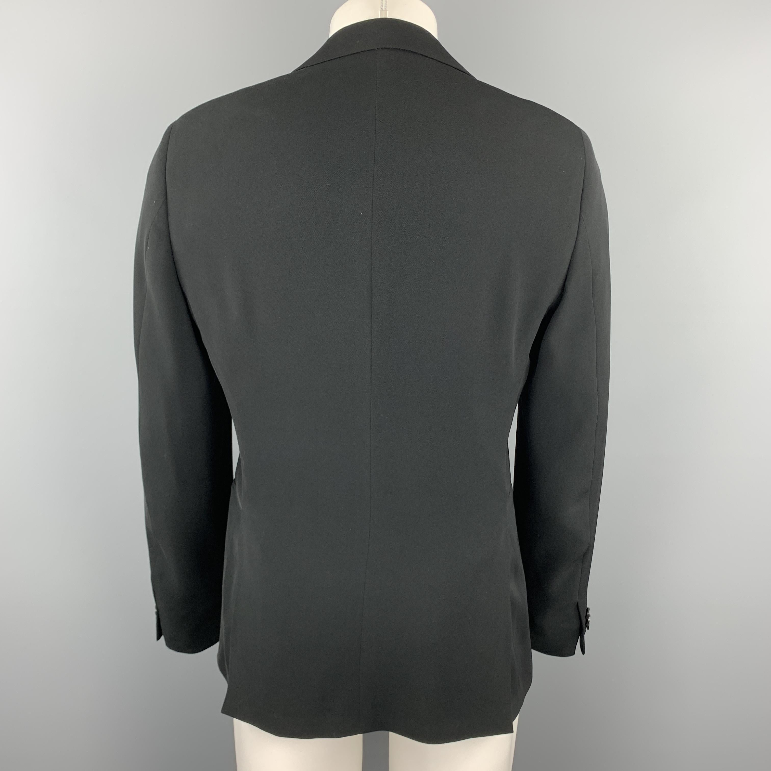 EMPORIO ARMANI Size 38 Black Polyester Notch Lapel Double Buttoned Sport Coat In Excellent Condition In San Francisco, CA