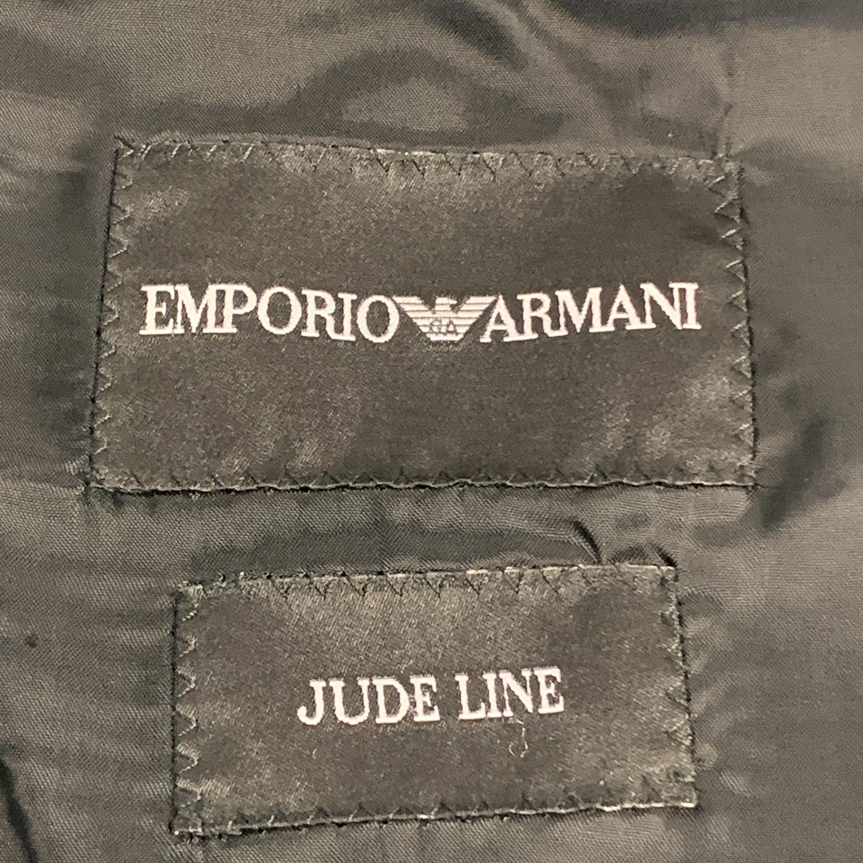EMPORIO ARMANI Size 38 Black Polyester Notch Lapel Double Buttoned Sport Coat 2