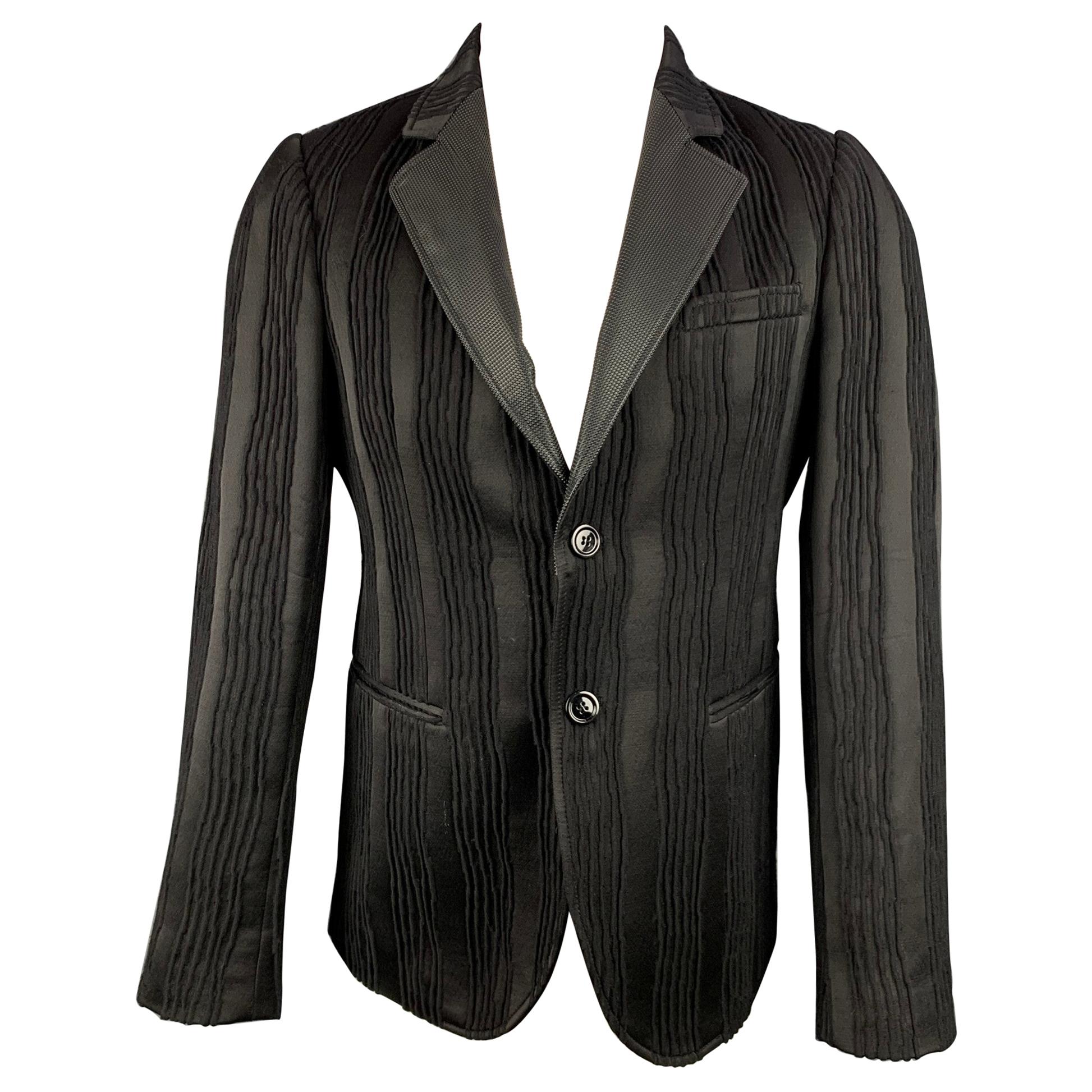 Emporio Armani Black Wool Jacket with Belt Size 44 IT For Sale at 1stDibs