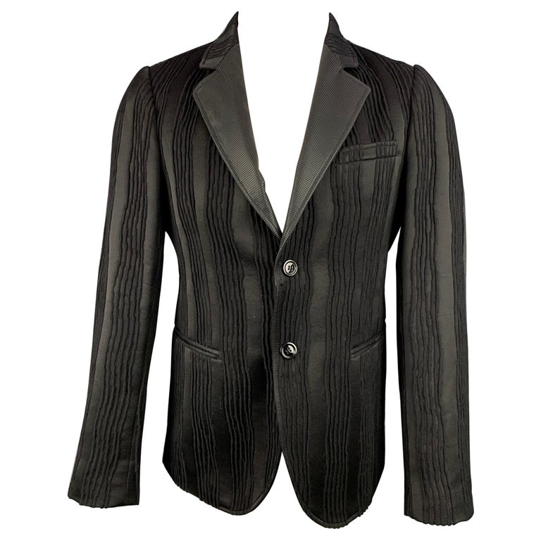EMPORIO ARMANI Size 38 Black Textured Wool Blend Notch Lapel Sport Coat For  Sale at 1stDibs