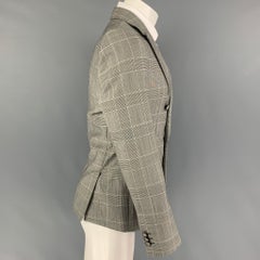 EMPORIO ARMANI Size 38 Black White Glenplaid Wool Mohair Sport Coat