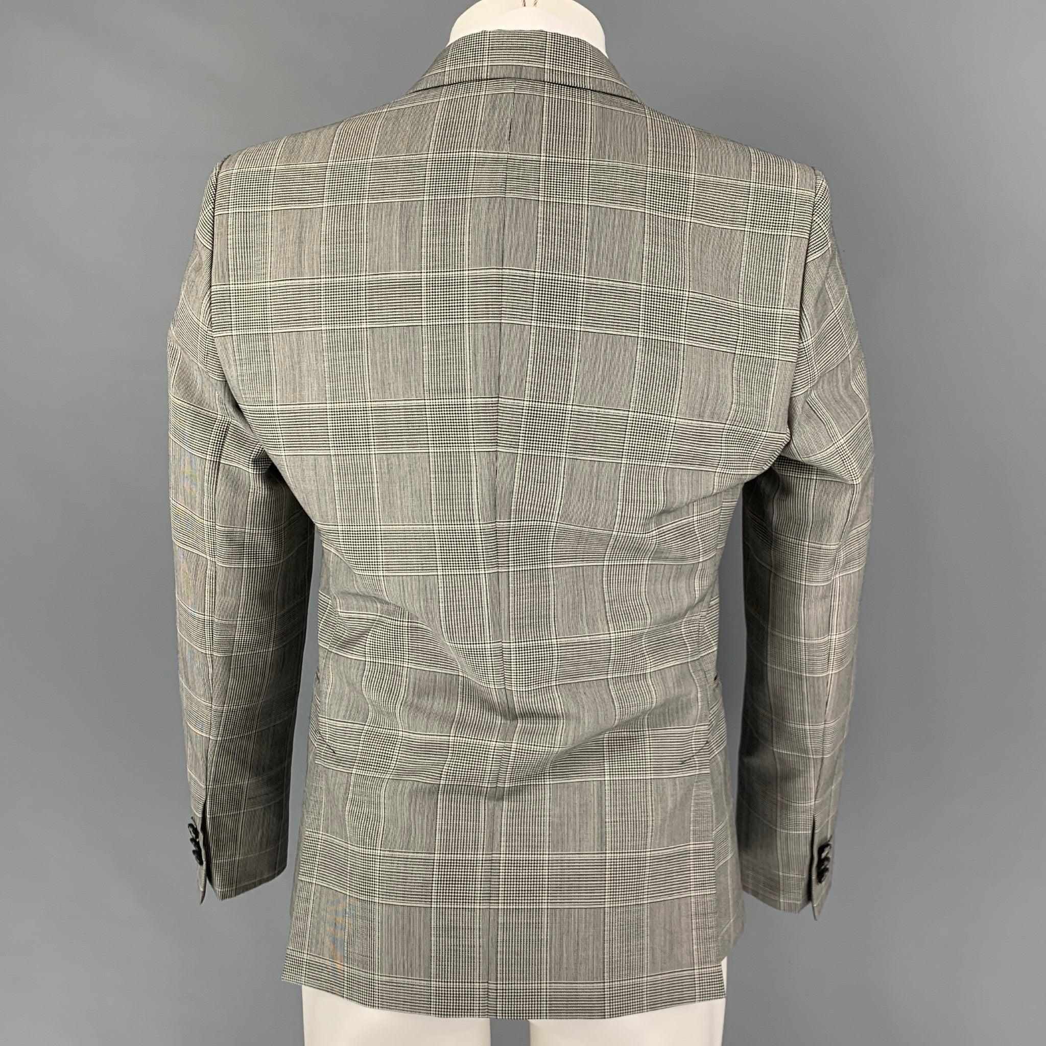 EMPORIO ARMANI Size 38 Black White Glenplaid Wool Mohair Sport Coat In Good Condition For Sale In San Francisco, CA