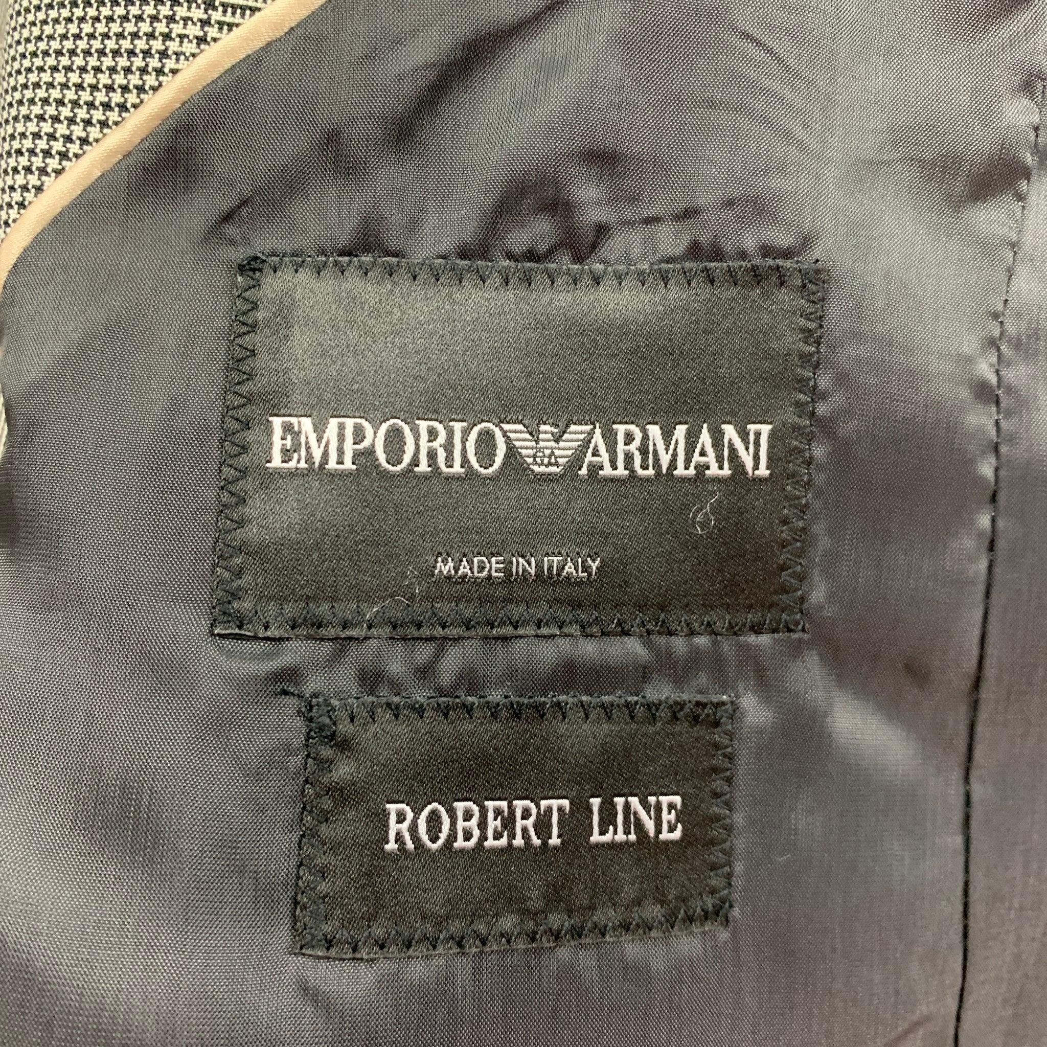EMPORIO ARMANI - Manteau de sport en laine et mohair Glenplaid noir et blanc, taille 38 en vente 3