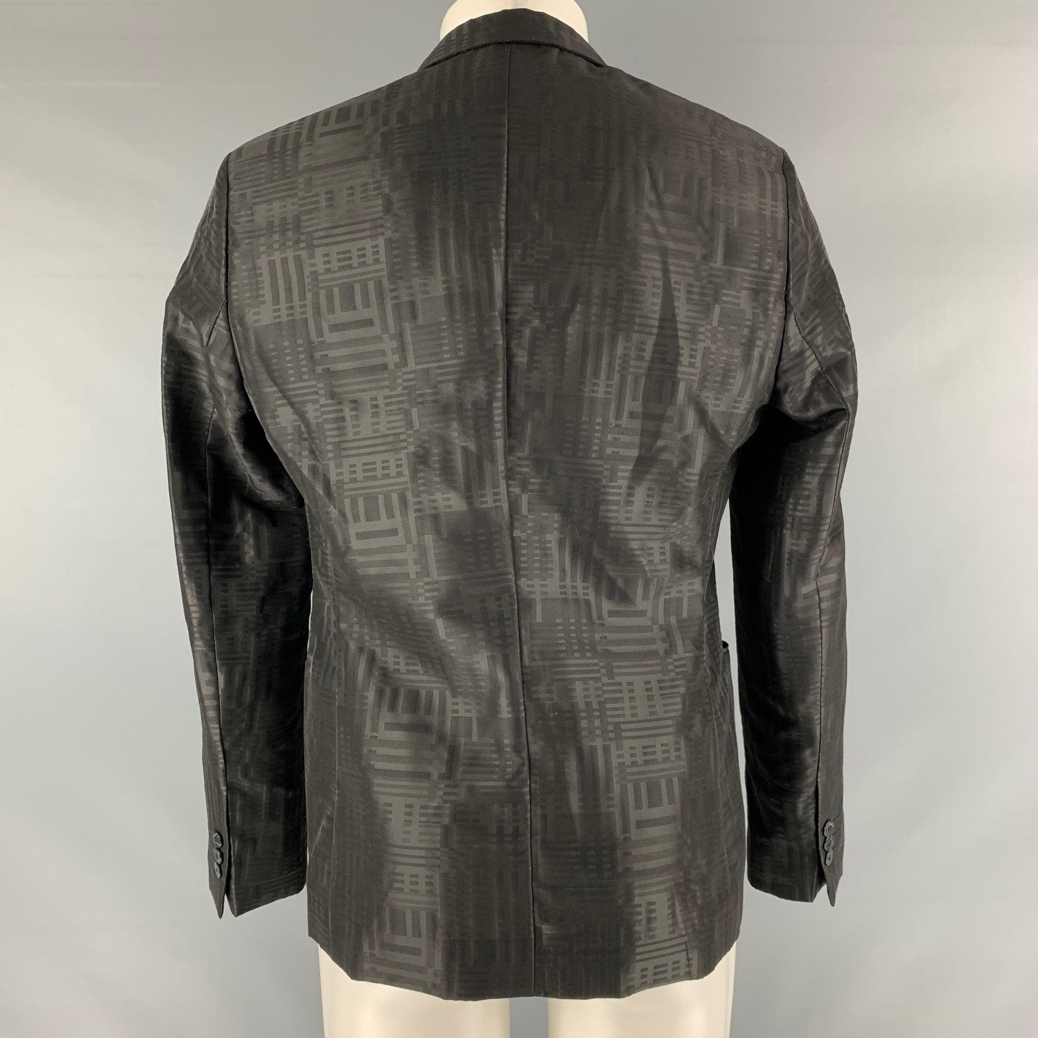 Men's EMPORIO ARMANI Size 38 Black Wool Blend Peak Lapel Sport Coat For Sale