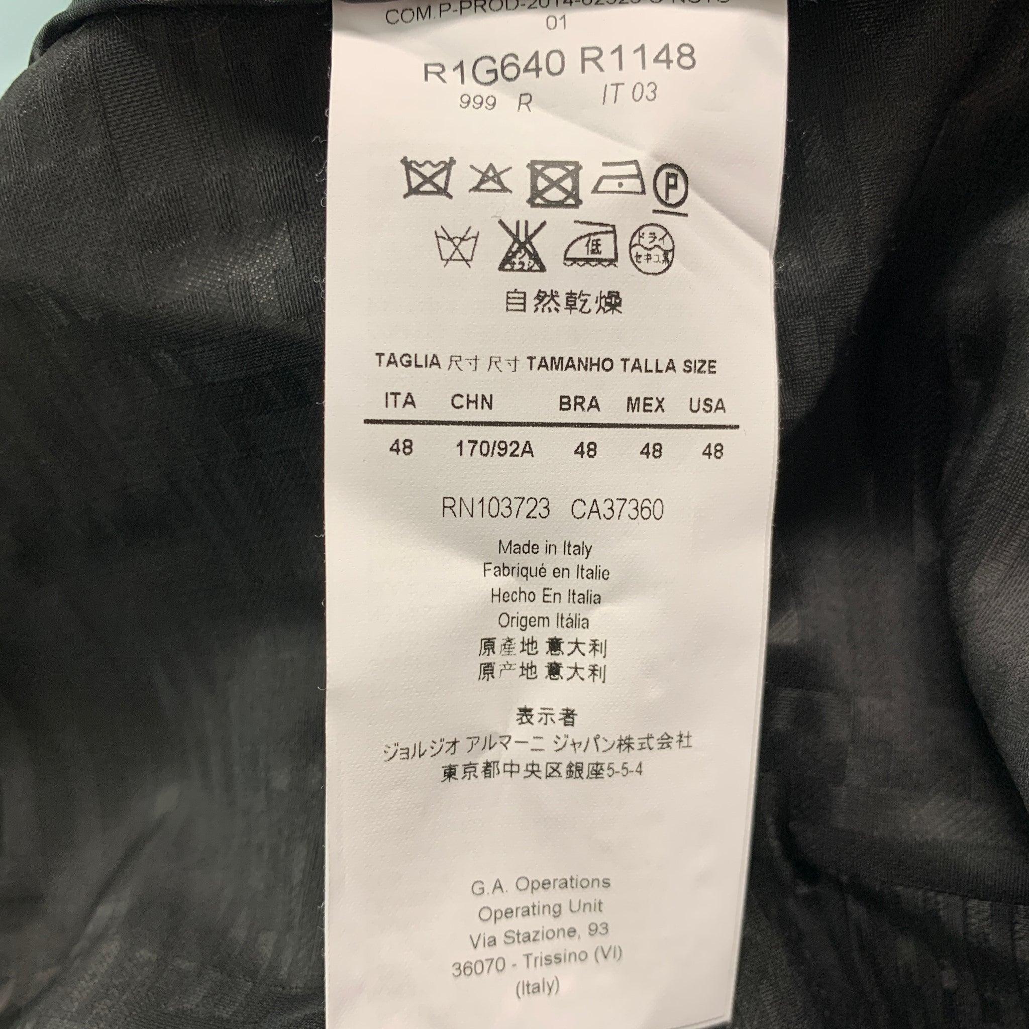 EMPORIO ARMANI Size 38 Black Wool Blend Peak Lapel Sport Coat For Sale 2