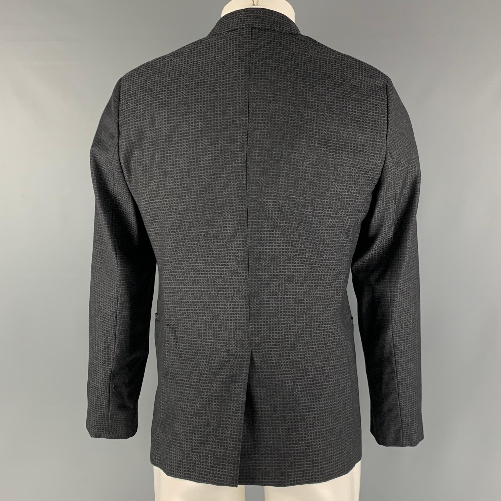 EMPORIO ARMANI Size 38 Charcoal Grey Wool Notch Lapel Sport Coat In Excellent Condition In San Francisco, CA