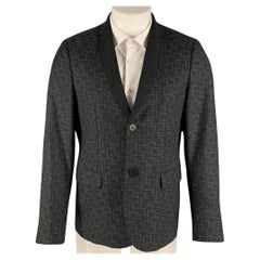 EMPORIO ARMANI Size 38 Charcoal Grey Wool Notch Lapel Sport Coat