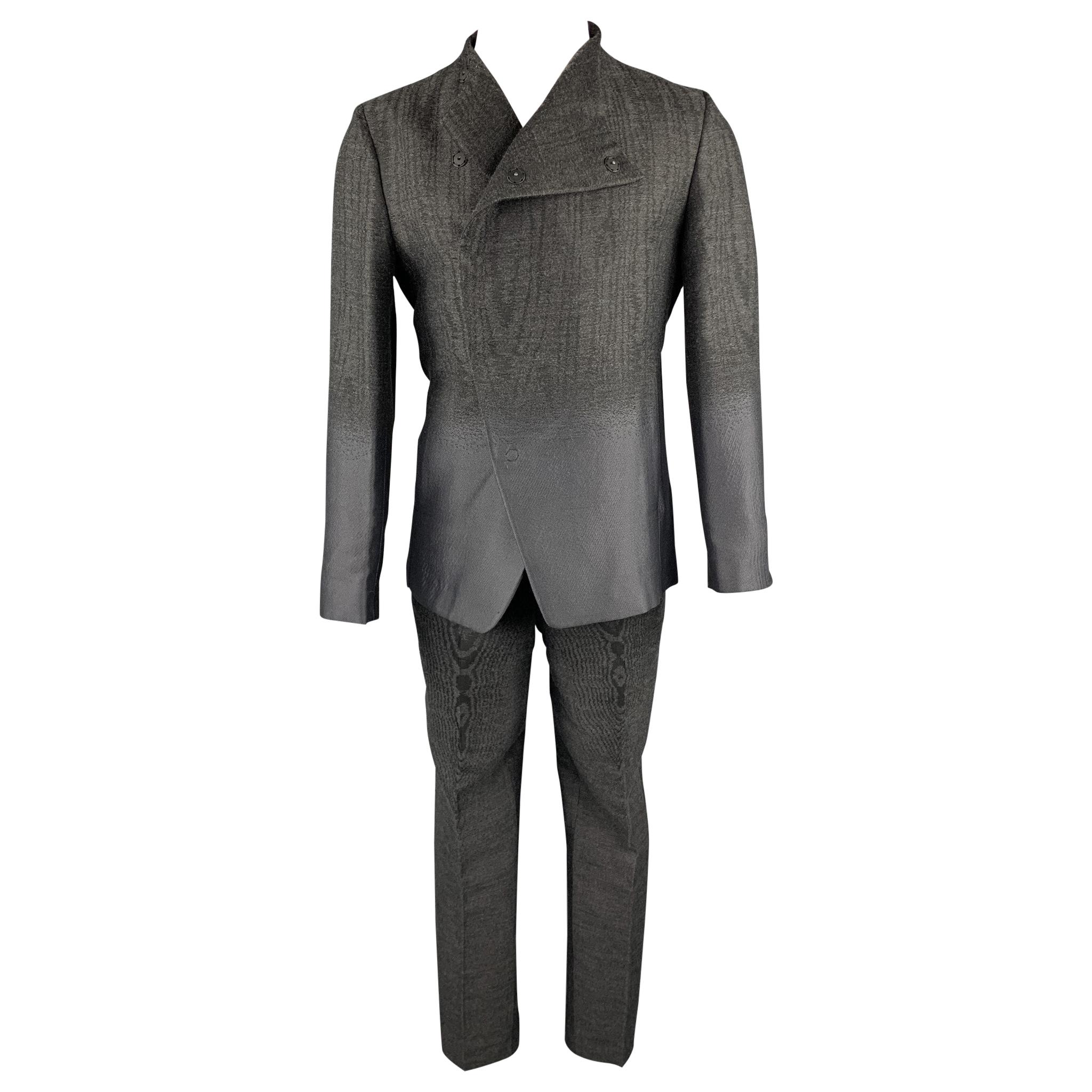 EMPORIO ARMANI Size 38 Charcoal Ombre Polyester Blend Asymmetrical Suit