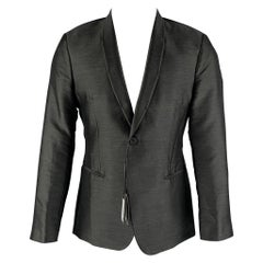 EMPORIO ARMANI Size 38 Charcoal Solid Polyester Blend Sport Coat