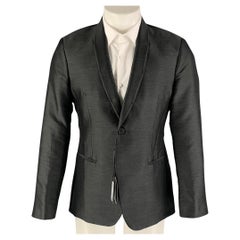 EMPORIO ARMANI Size 38 Charcoal Solid Polyester Blend Sport Coat