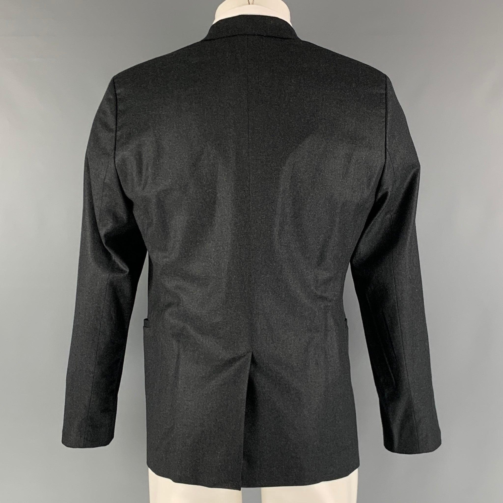EMPORIO ARMANI Size 38 Charcoal Solid Wool Elastane Sport Coat In Excellent Condition For Sale In San Francisco, CA