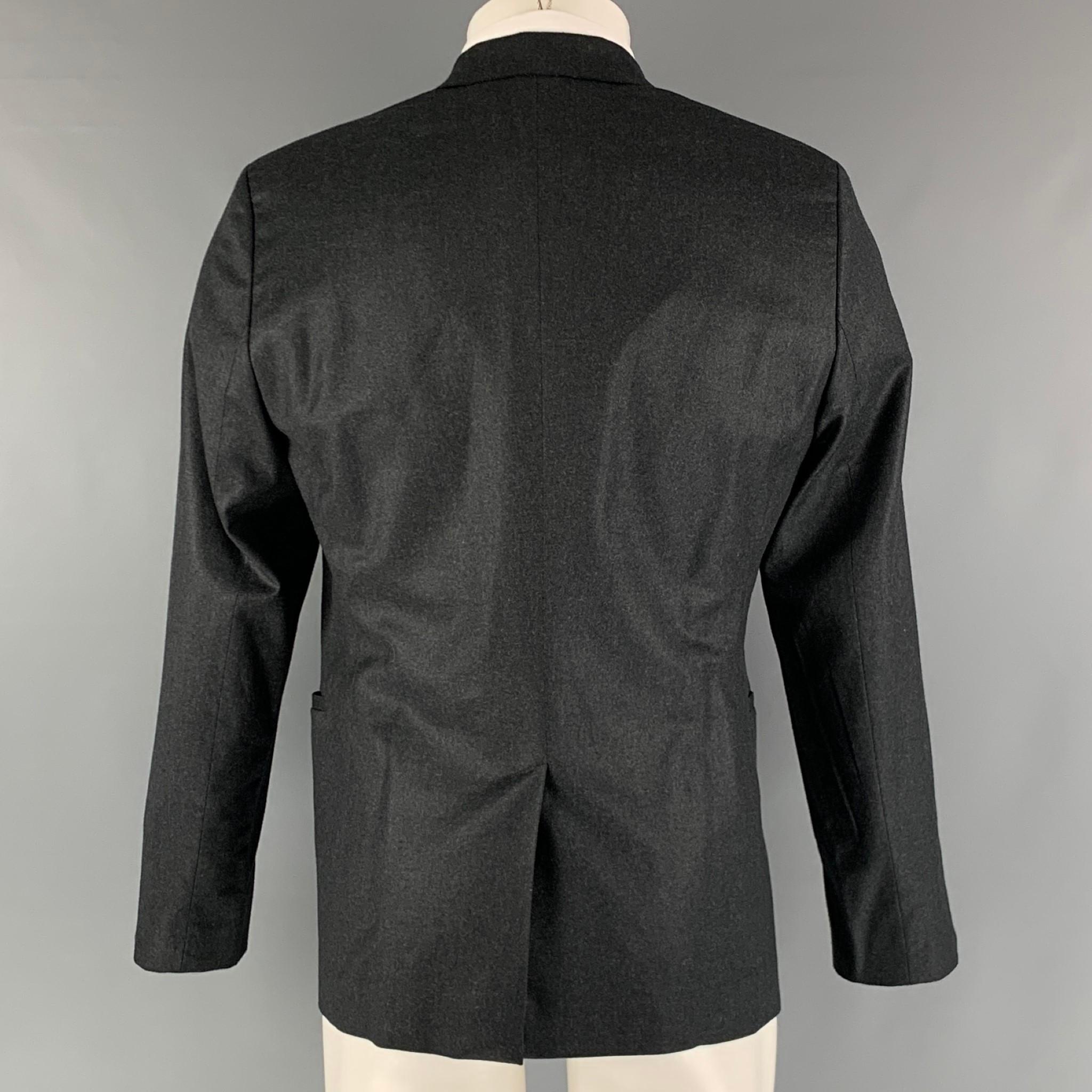EMPORIO ARMANI Size 38 Charcoal Solid Wool Elastane Sport Coat In Excellent Condition In San Francisco, CA