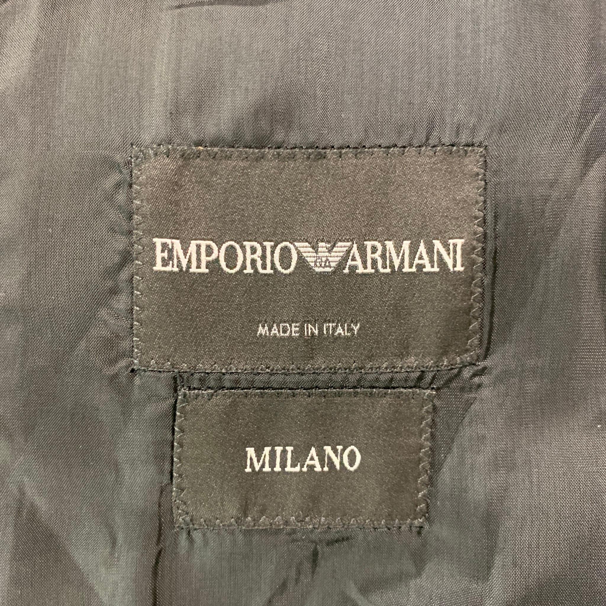 Men's EMPORIO ARMANI Size 38 Charcoal Solid Wool Elastane Sport Coat