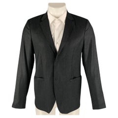 EMPORIO ARMANI Size 38 Charcoal Solid Wool Elastane Sport Coat