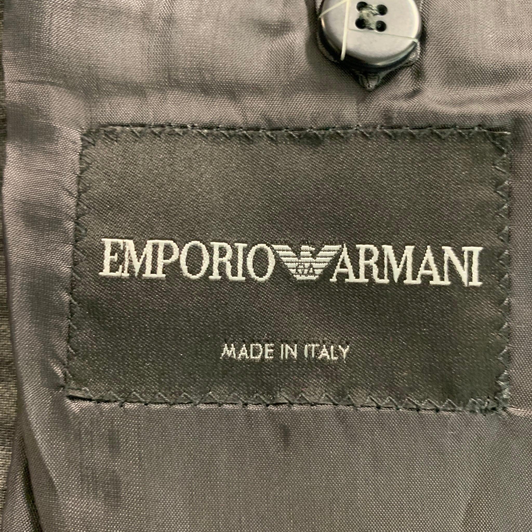 Men's EMPORIO ARMANI Size 38 Grey Charcoal Wool Blend Notch Lapel Sport Coat For Sale