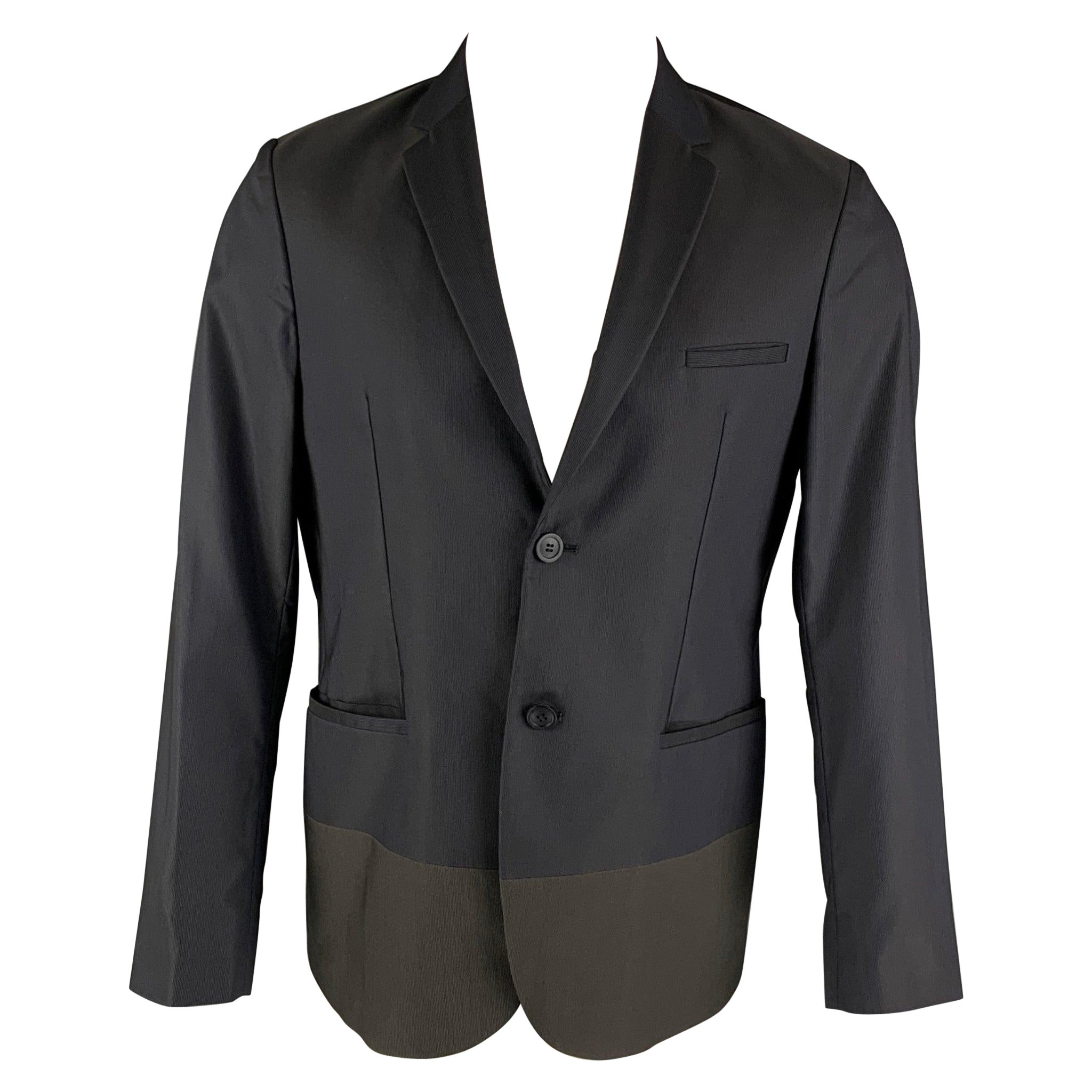 EMPORIO ARMANI - Manteau de sport bleu marine et olive en polyester mélangé, taille 38