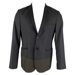 EMPORIO ARMANI - Manteau de sport bleu marine et olive en polyester mélangé, taille 38