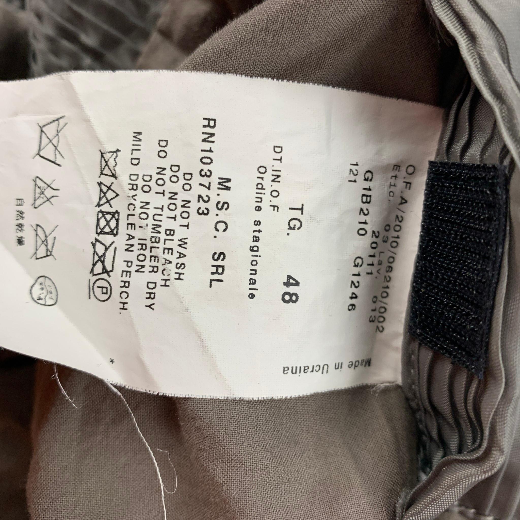 EMPORIO ARMANI Size 38 Olive Ruched Polyester Asymmetrical Jacket In Good Condition In San Francisco, CA
