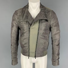 EMPORIO ARMANI Size 38 Olive Ruched Polyester Asymmetrical Jacket